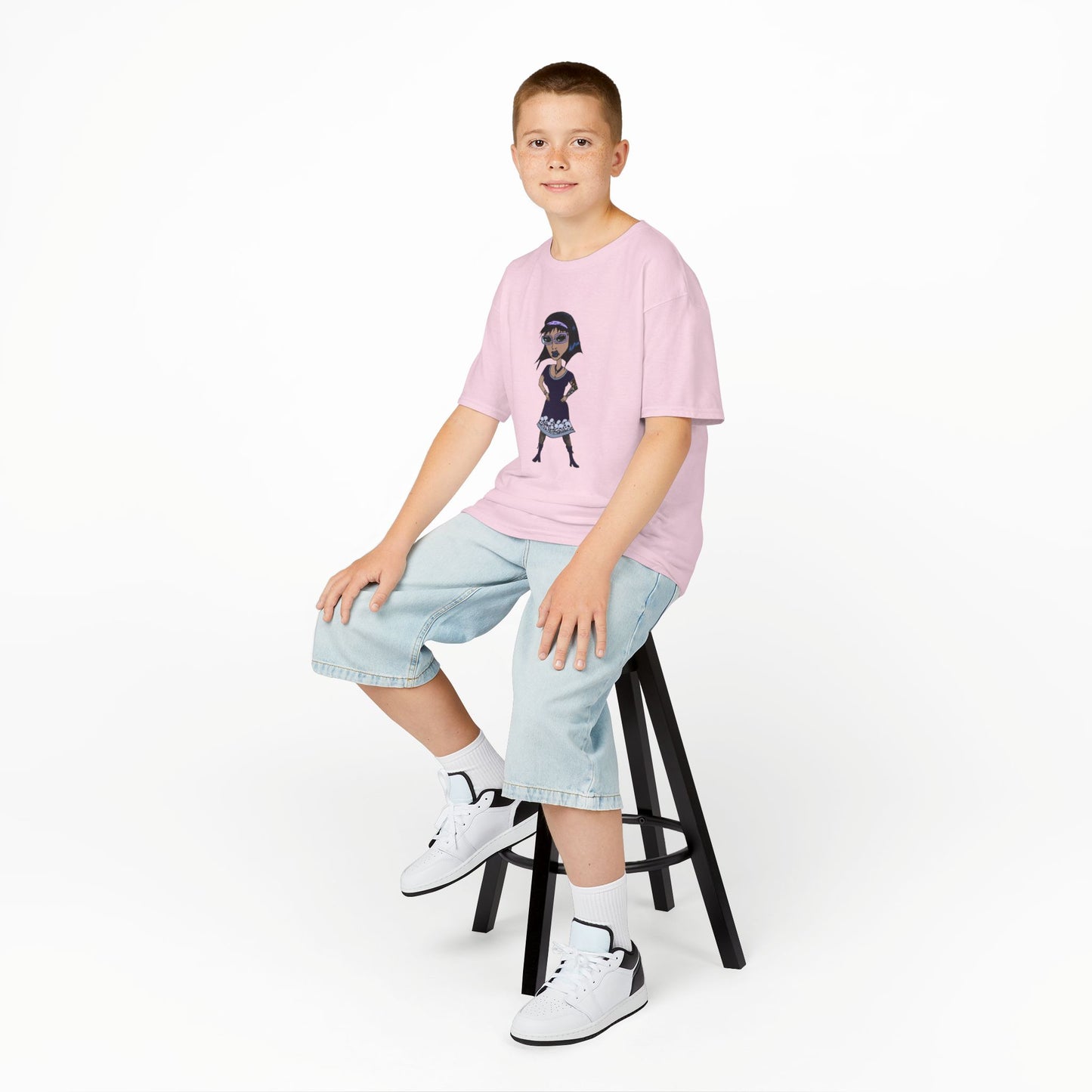 Kids Tee — Vintage Gothic Girl Cartoon Graphic Tee for Children