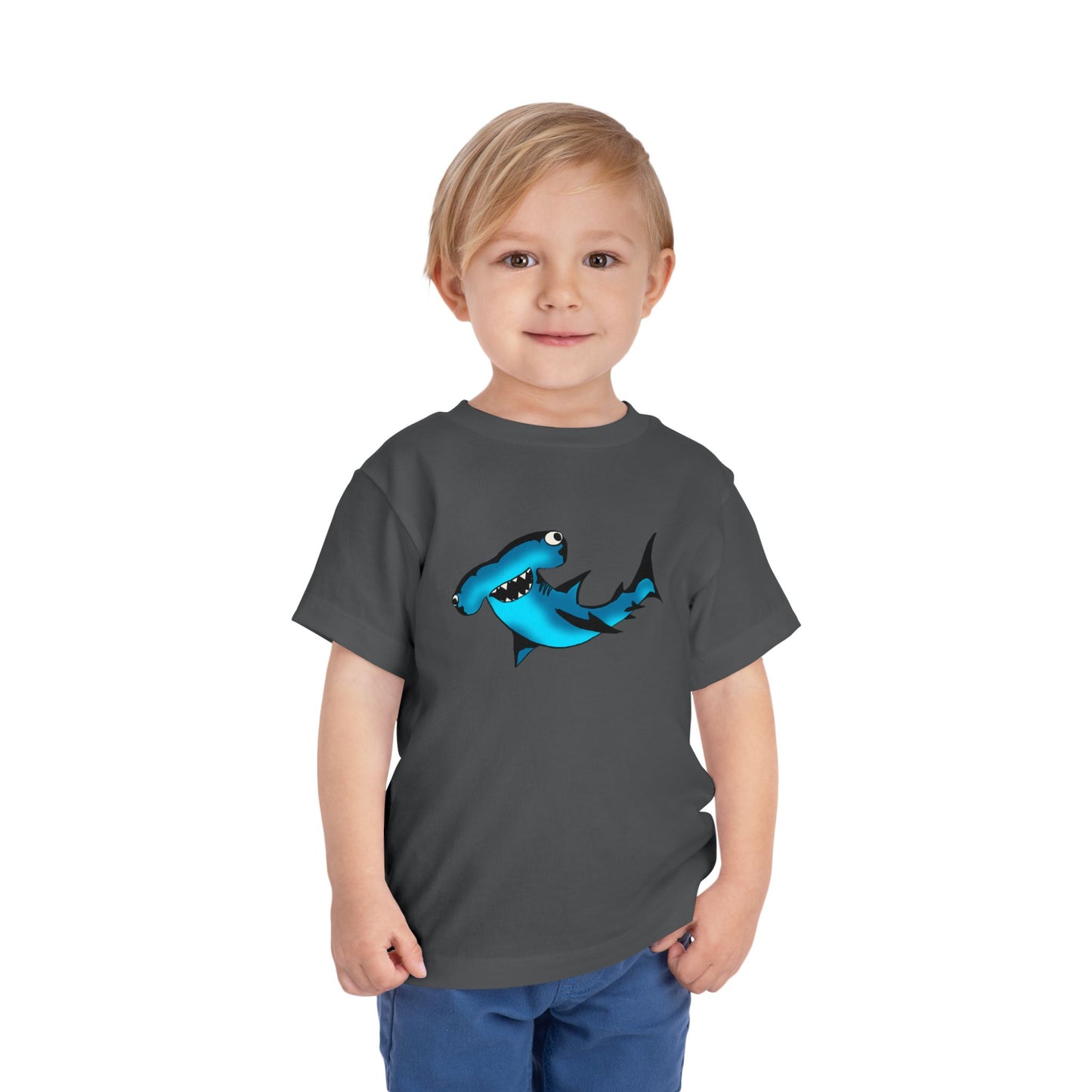 Toddler Shark Tee - Cute Blue Harley Hammerhead Graphic Kids Short Sleeve Shirt