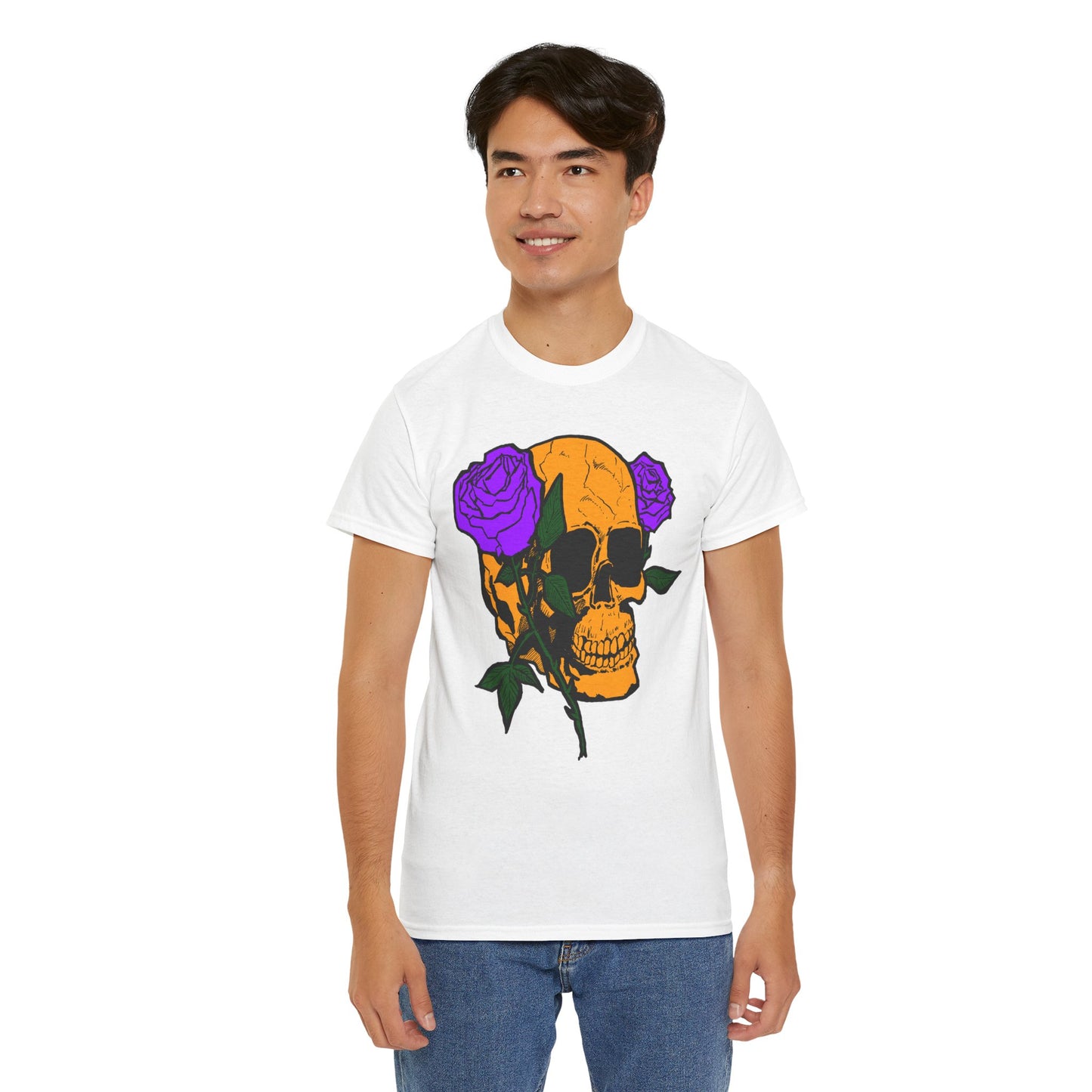 Skull and Roses Unisex Tee, Gothic Aesthetic Shirt, Vintage Graphic T-Shirt, Streetwear Essentials, Edgy Casual Wear
