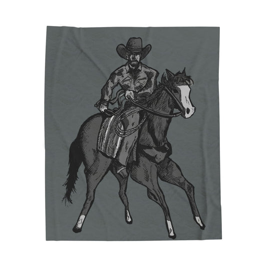 Cowboy Horse Velveteen Plush Blanket – Western Rodeo Throw for Horse Lovers