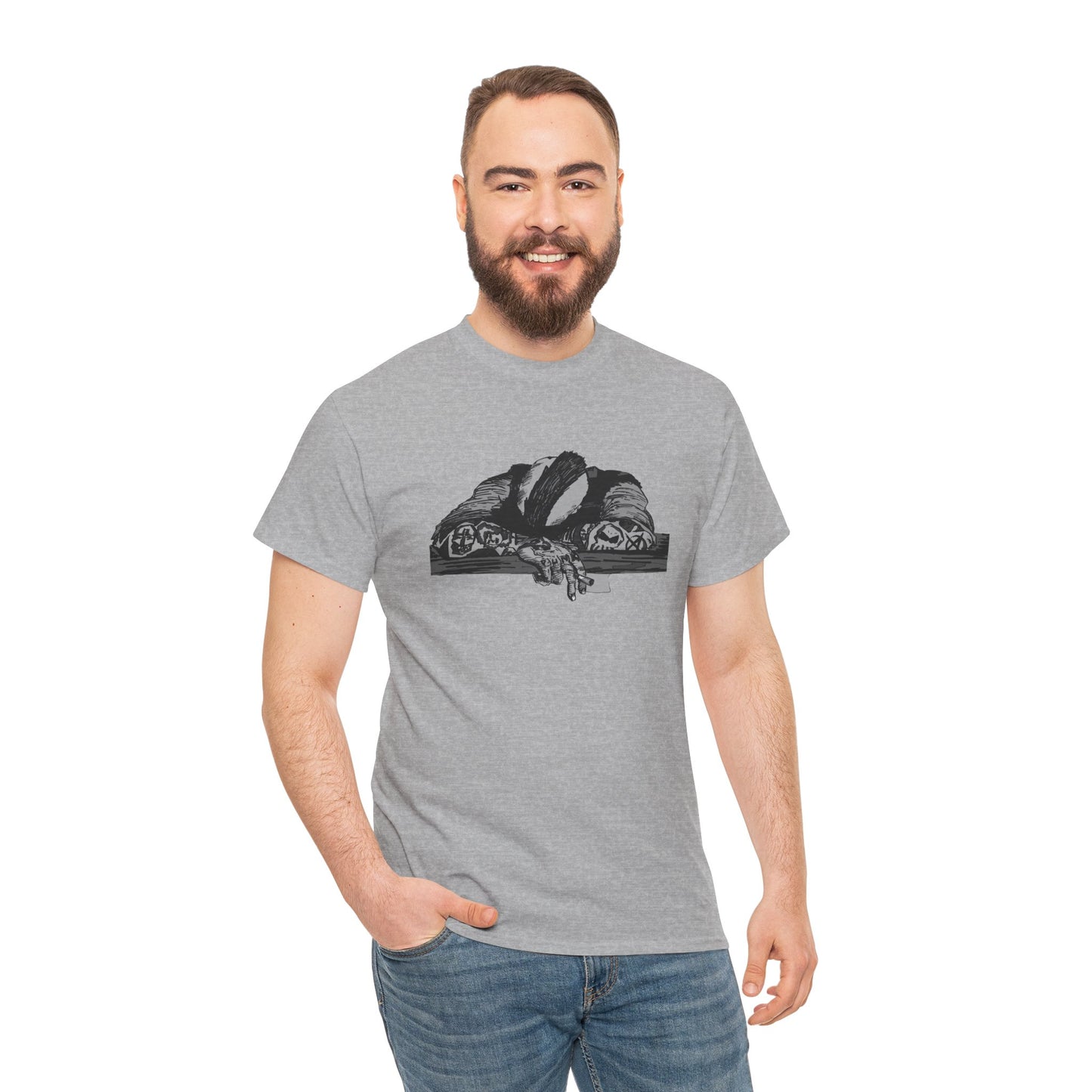 Punk and Done(grayscale) - Graphic Unisex Heavy Cotton Tee - Independent Illustration for Everyday Wear