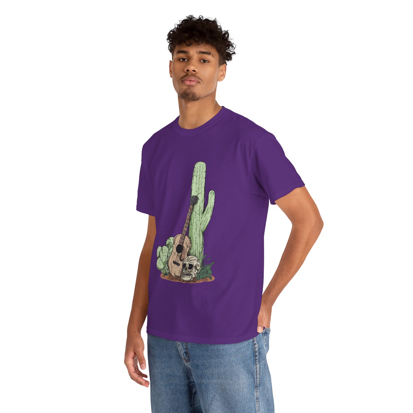 Desert Vibe Graphic Tee - Unisex Heavy Cotton Shirt, Boho Cactus Shirt, Guitar Lover's Gift, Summer Top, Music T-Shirt