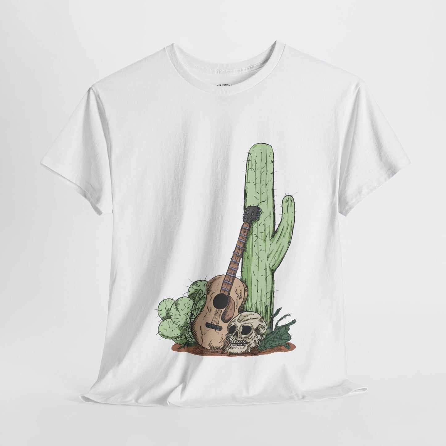 Desert Vibe Graphic Tee - Unisex Heavy Cotton Shirt, Boho Cactus Shirt, Guitar Lover's Gift, Summer Top, Music T-Shirt