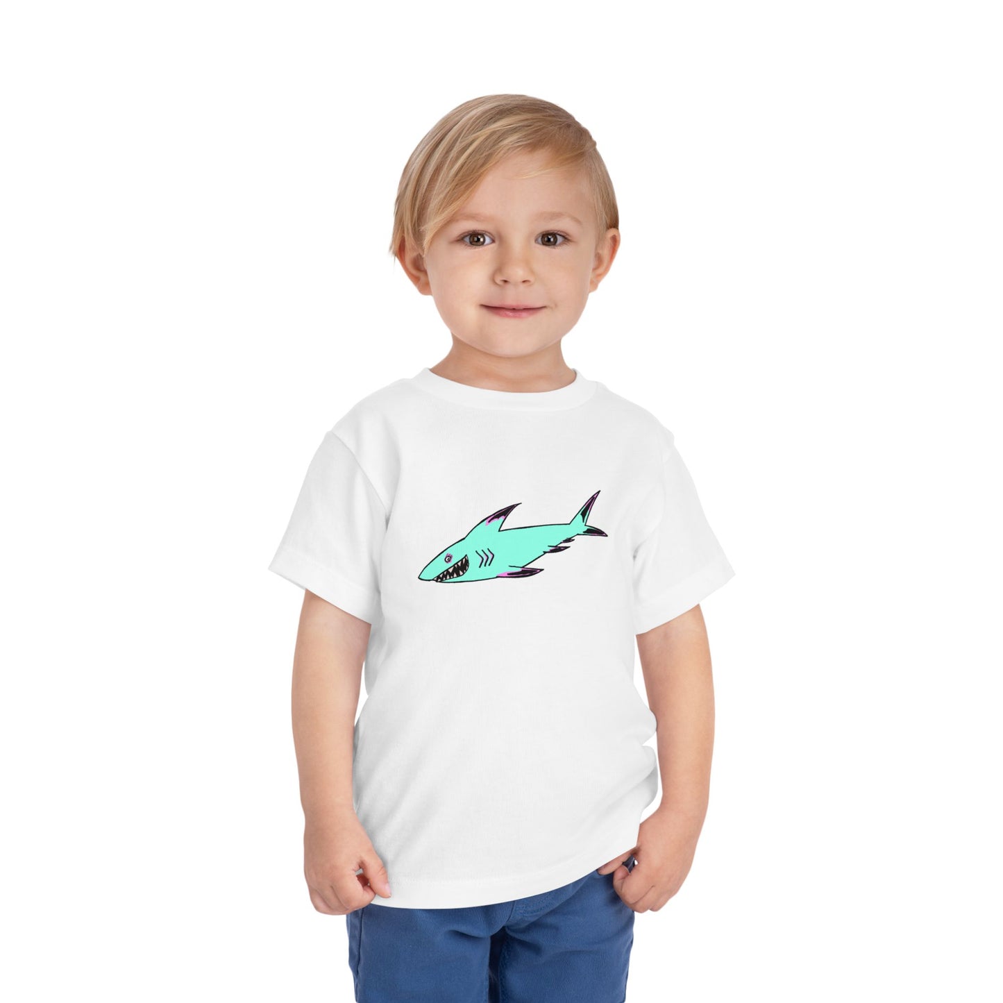 Toddler Tee — Cute Teal Shark Graphic Kids T‑Shirt