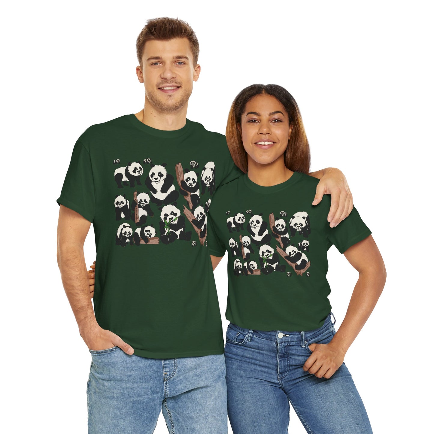 Cute Panda Design Unisex Heavy Cotton Tee | Animal Lover Gift, Casual Wear, Eco-Friendly Apparel, Nature Enthusiast Clothing