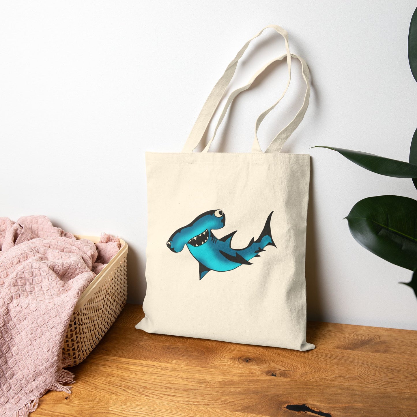 Harley Hammerhead Shark Canvas Tote Bag – Cute Ocean Animal Beach Market Bag