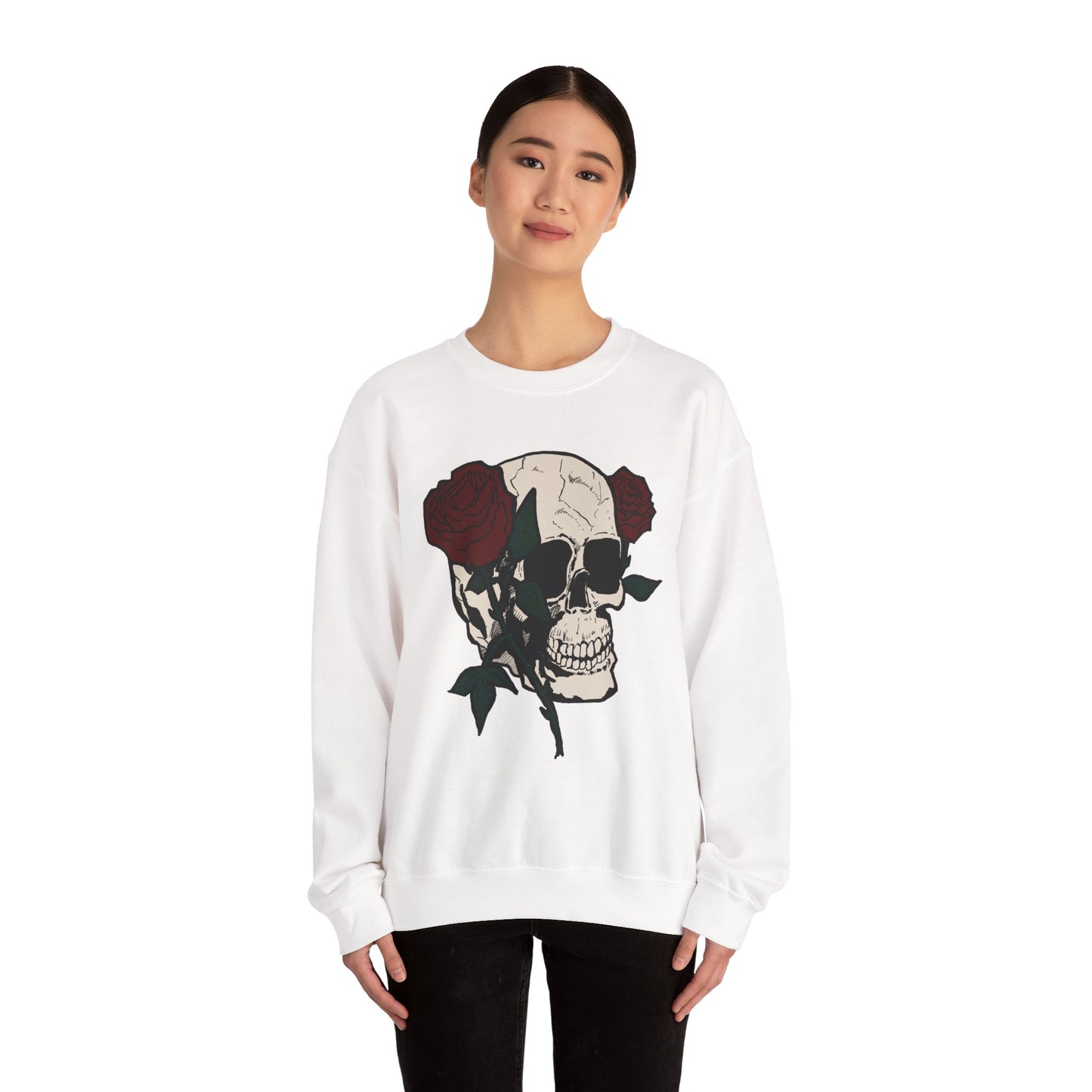 Skull & Rose Crewneck Sweatshirt - Unisex Heavy Blend™