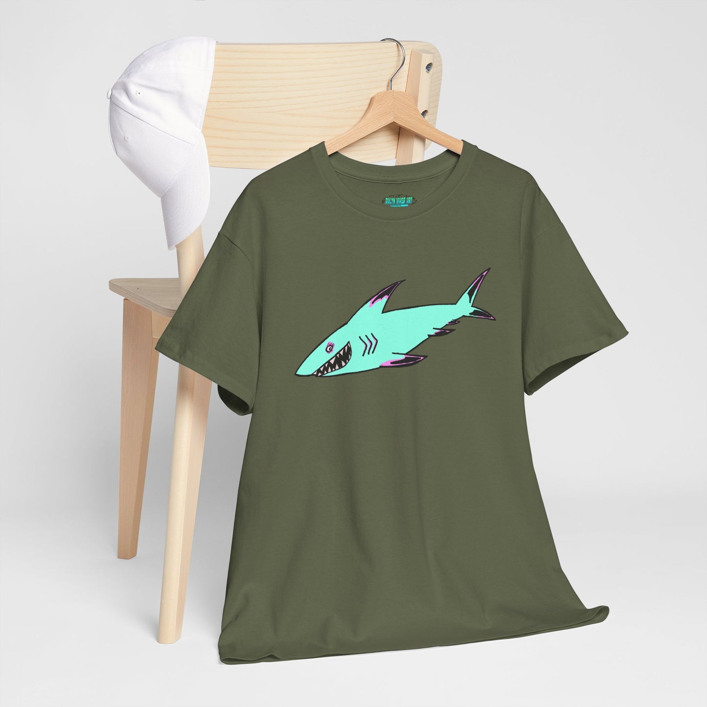 Cool Shark Graphic Unisex Heavy Cotton Tee, Ocean Lover Shirt, Beachwear, Casual Everyday Tee, Gift for Sharks Fans