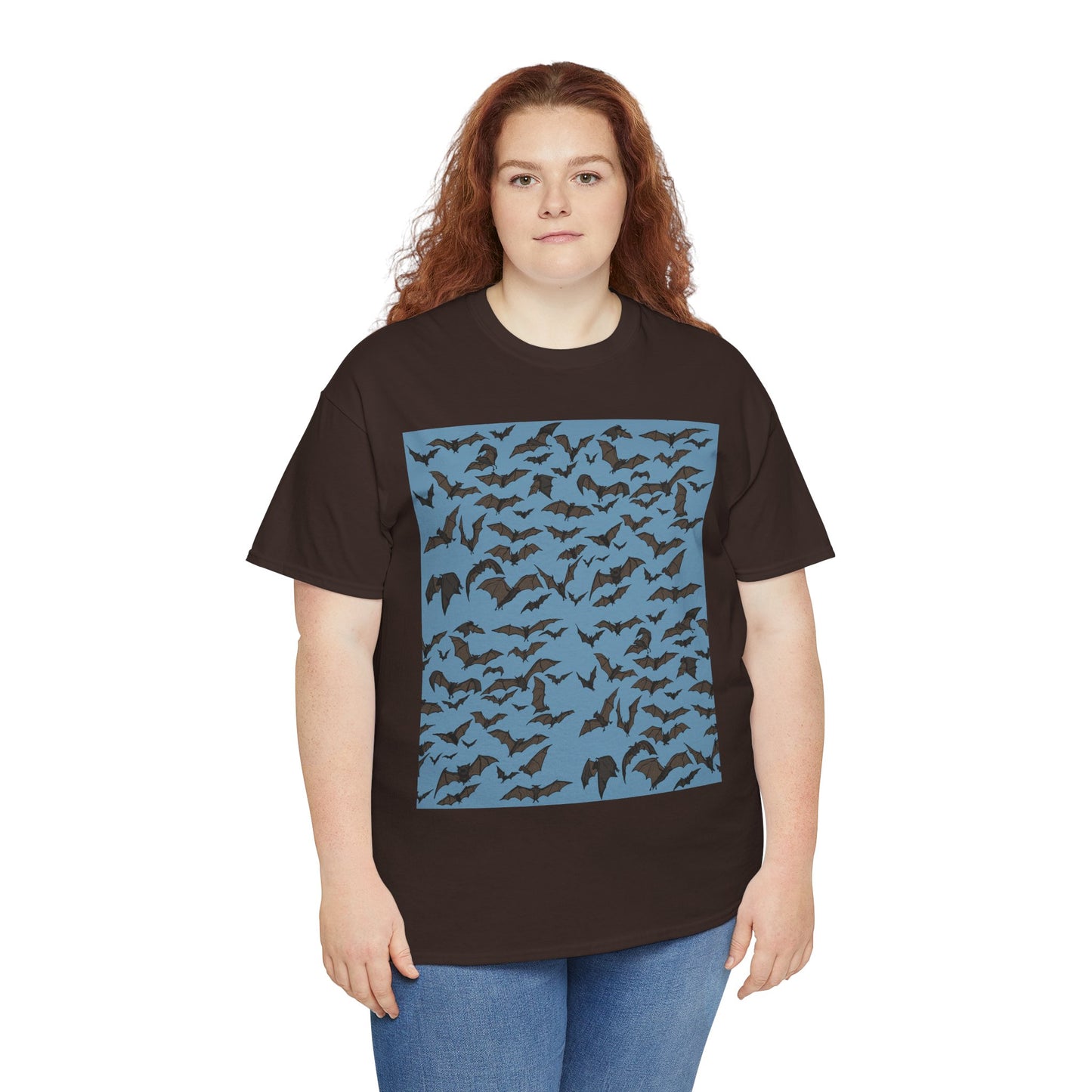 Unisex Bat Print Cotton Tee, Casual Graphic Tee, Halloween Apparel, Unique Gift for Animal Lovers, Stylish Everyday Wear