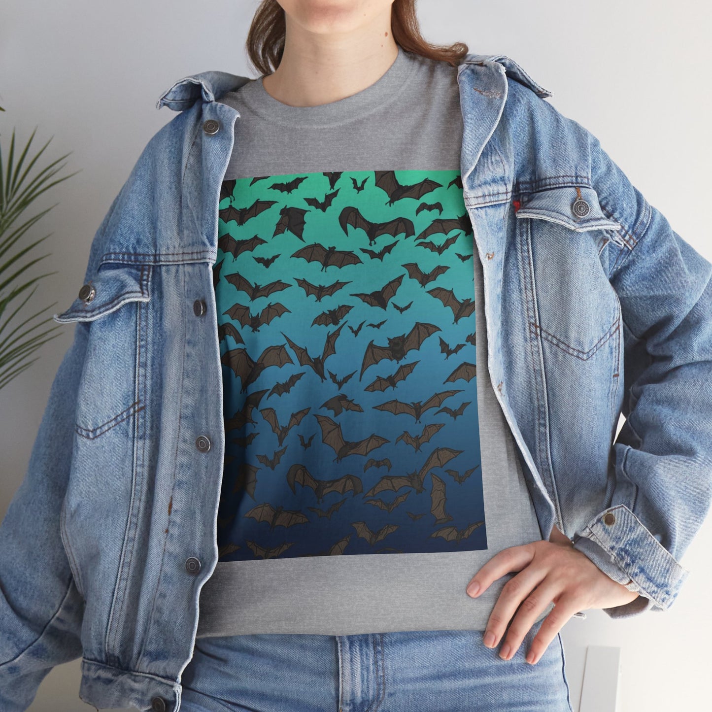 Bat Swarm Graphic Tee — Gradient Night Flight T-Shirt