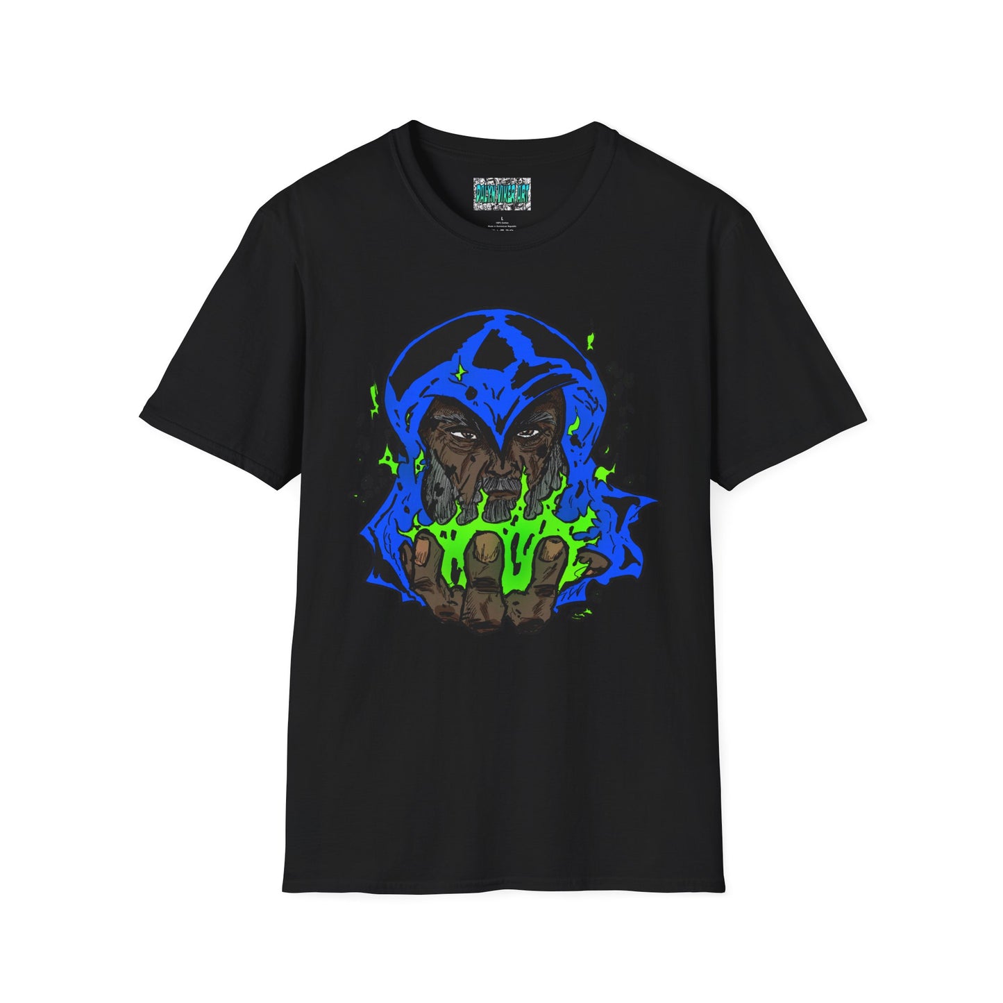 Cosmic Wizard Unisex T-Shirt - Mystical Sorcery and Magical Fire Design