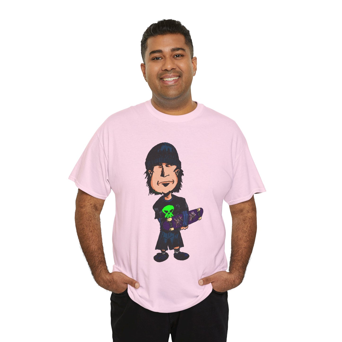 Rude Skater Dude - Skate Punk Cartoon Tee – Boy with Skateboard Graphic Shirt