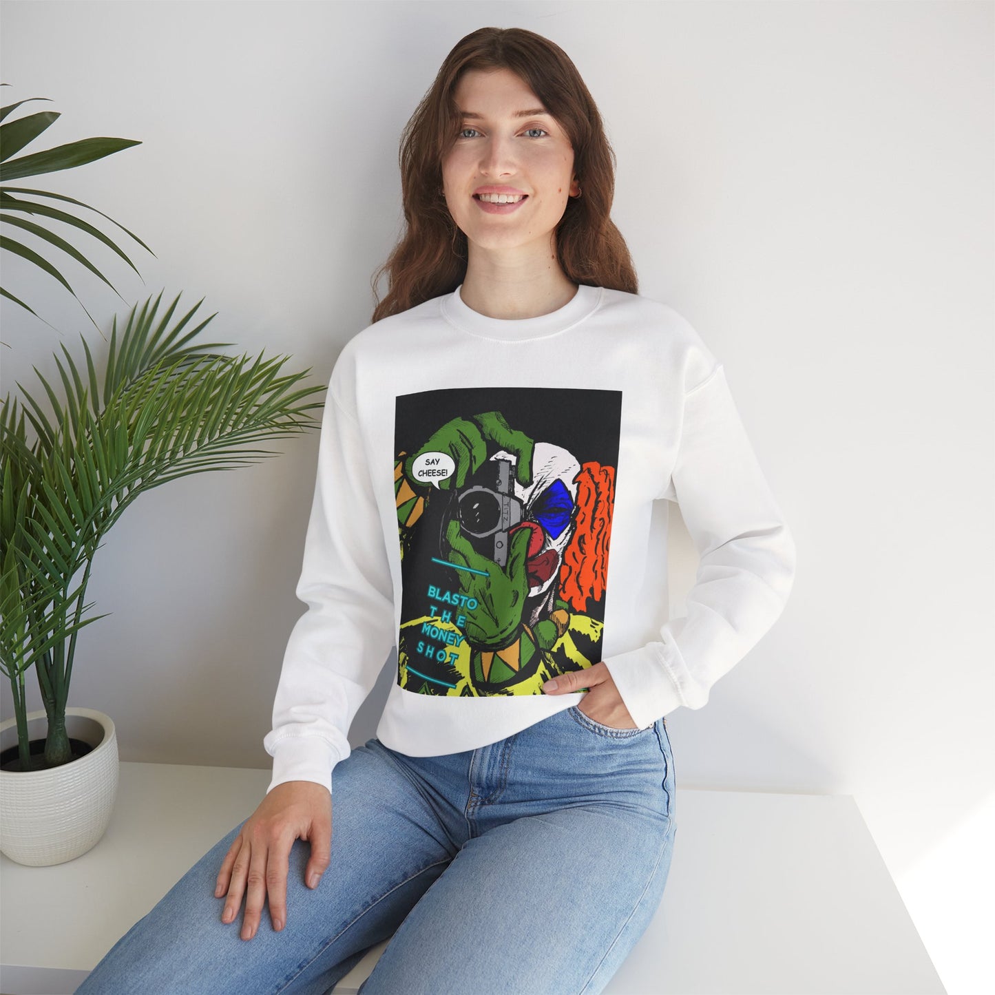 Blasto the Clown Retro Homage Graphic Crewneck Sweatshirt - 'Blast from the Past'