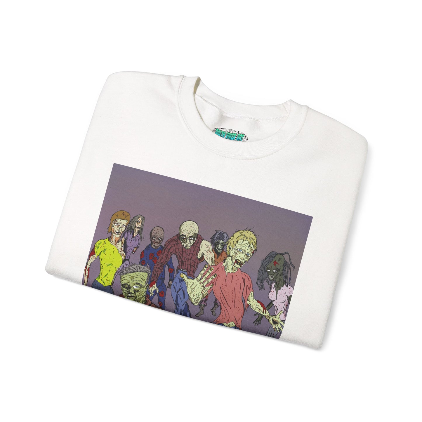 Zombie-Themed Unisex Crewneck Sweatshirt - Perfect for Halloween and Horror Lovers