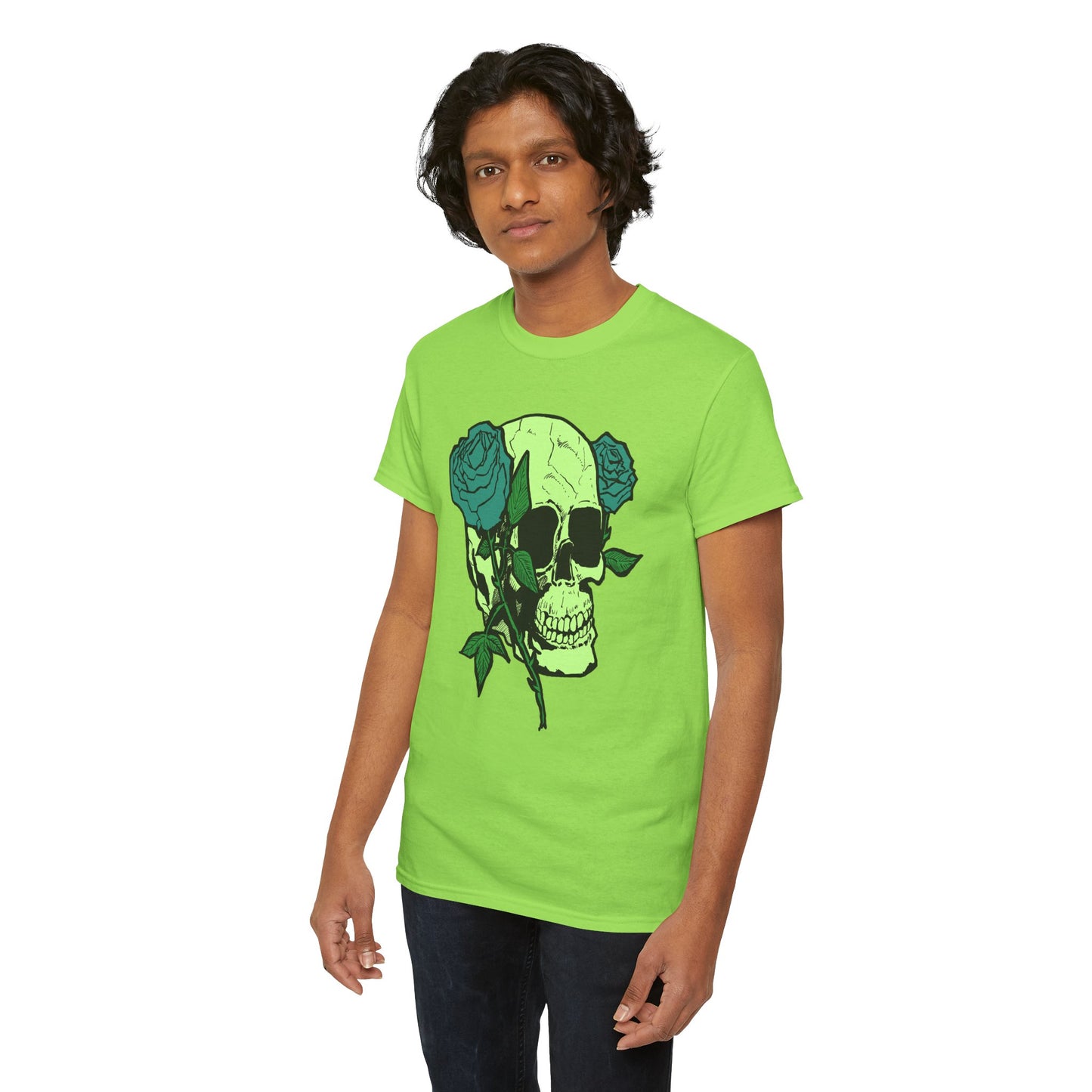 Skull & Rose Graphic Tee - Unisex Heavy Cotton Shirt