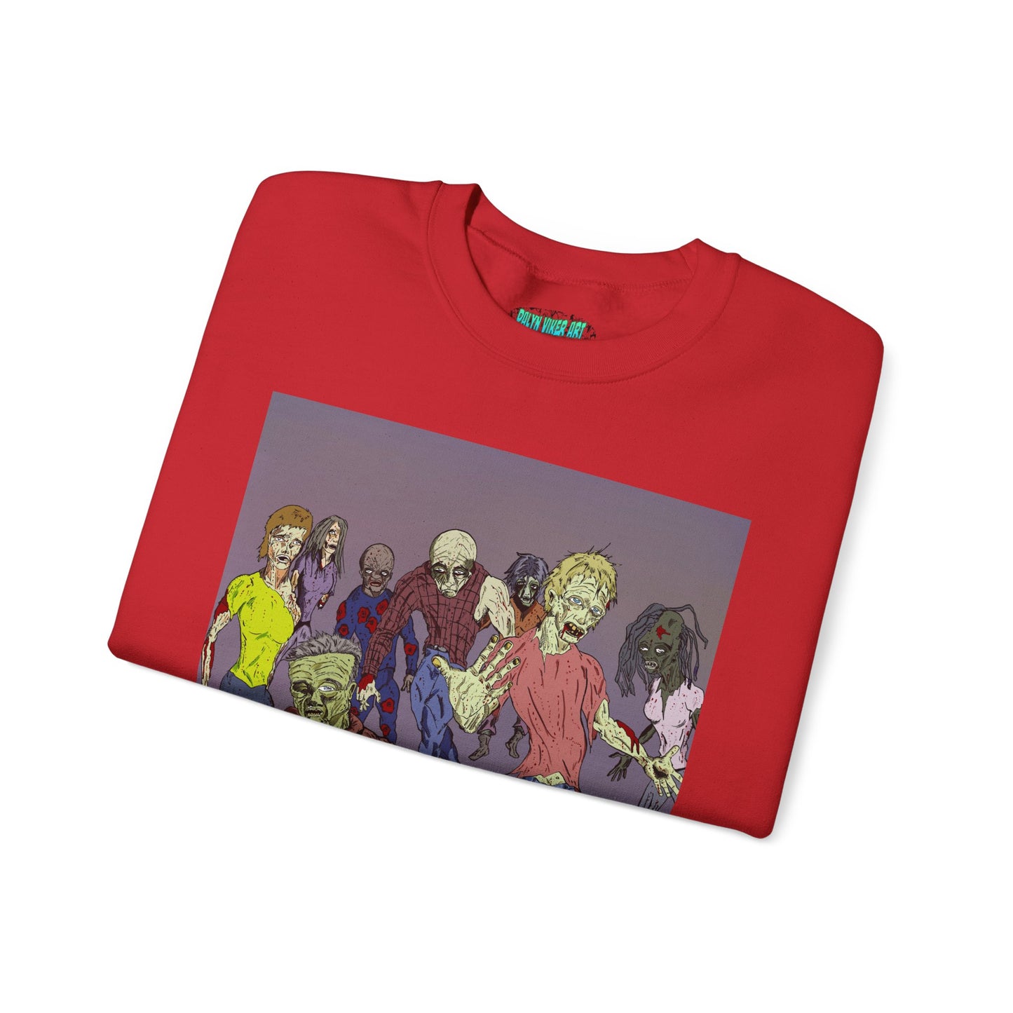 Zombie-Themed Unisex Crewneck Sweatshirt - Perfect for Halloween and Horror Lovers