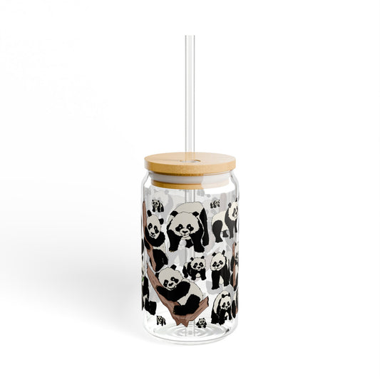 Cute Panda Sipper Glass, 16oz - Eco-Friendly Drinkware, Perfect for Kids, Animal Lovers, Birthday Gifts, Summer Accessories