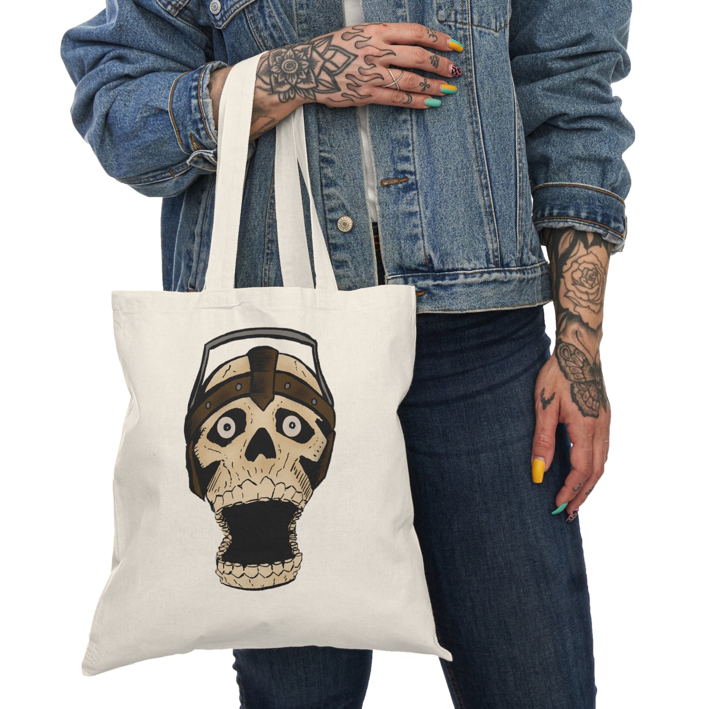 Unique Skull Tote Bag - Eco-Friendly Natural Canvas Shopper