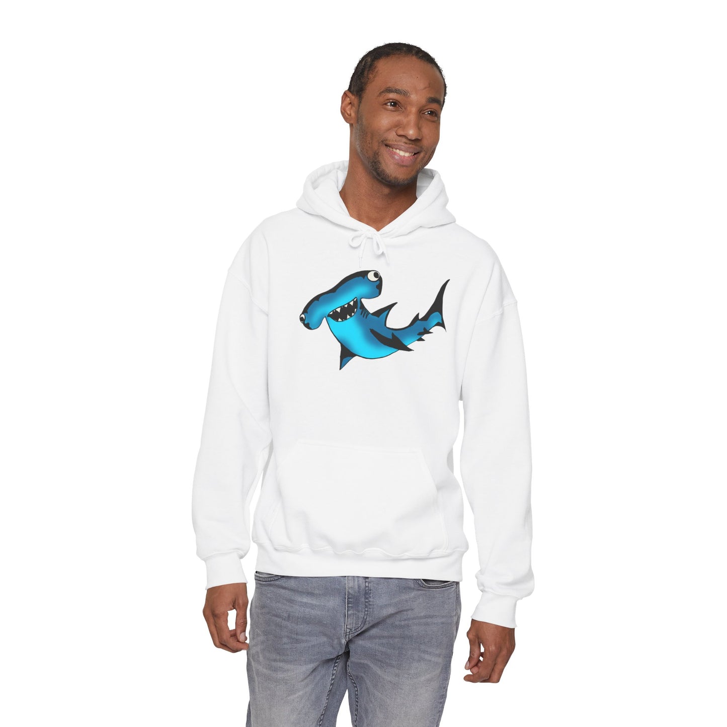 Harley Hammerhead Shark Design Unisex Hooded Sweatshirt, Funny Gift for Ocean Lovers, Casual Wear, Beach Days, Unique Apparel, Birthday Present