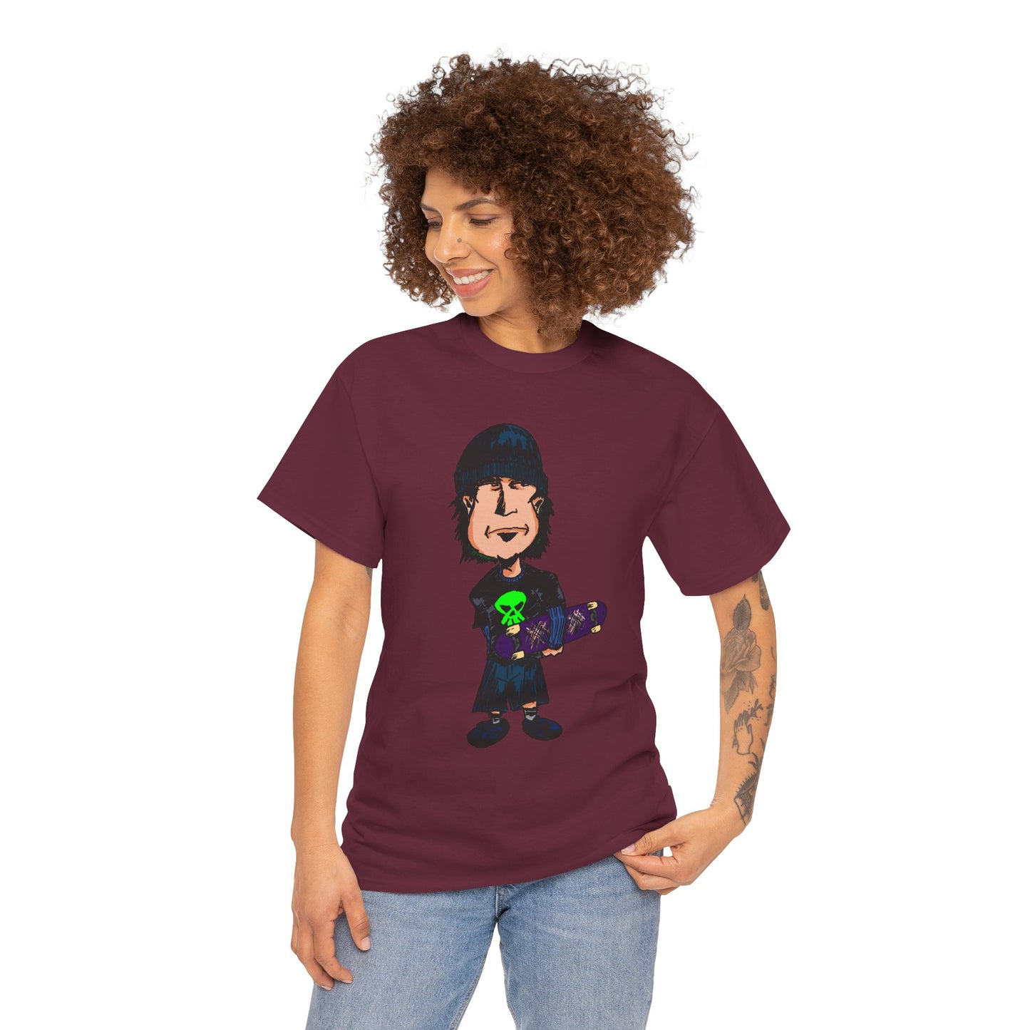 Rude Skater Dude - Skate Punk Cartoon Tee – Boy with Skateboard Graphic Shirt