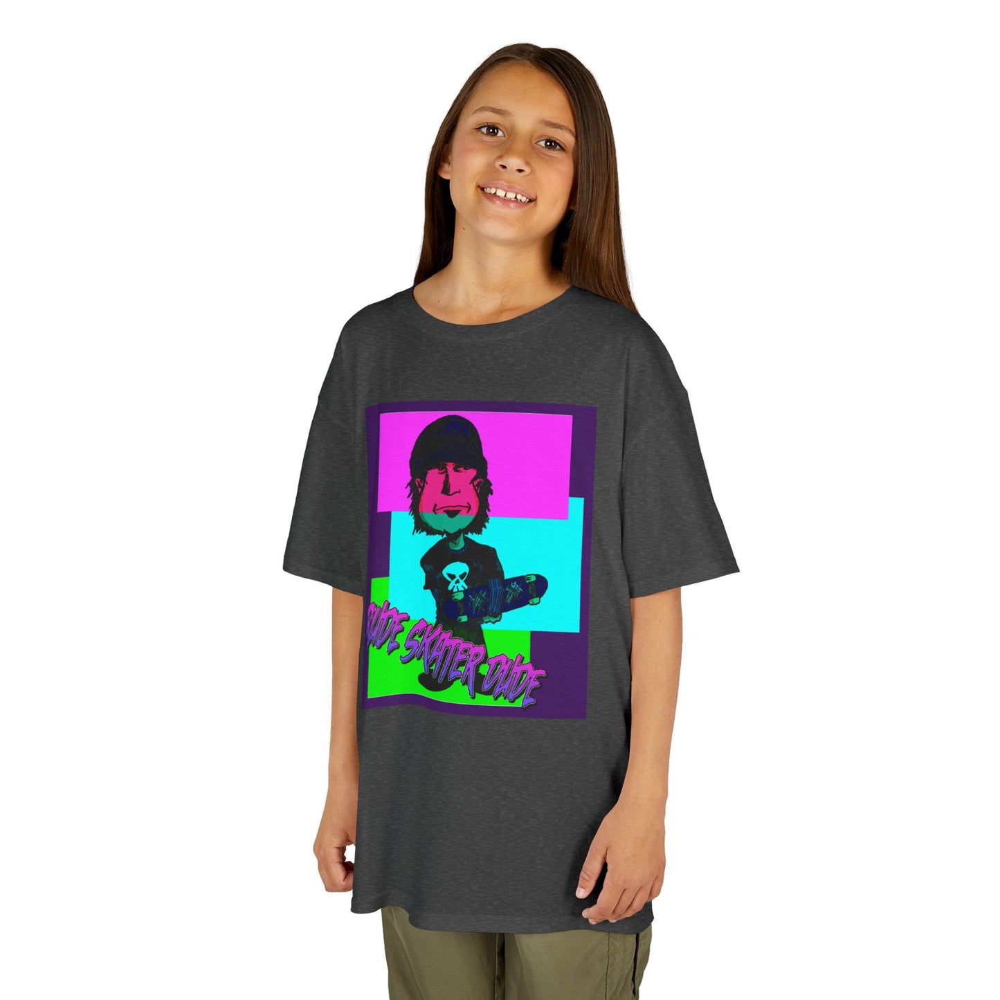 Kids Tee — Retro Neon Rude Skater Dude Kid Graphic T-Shirt