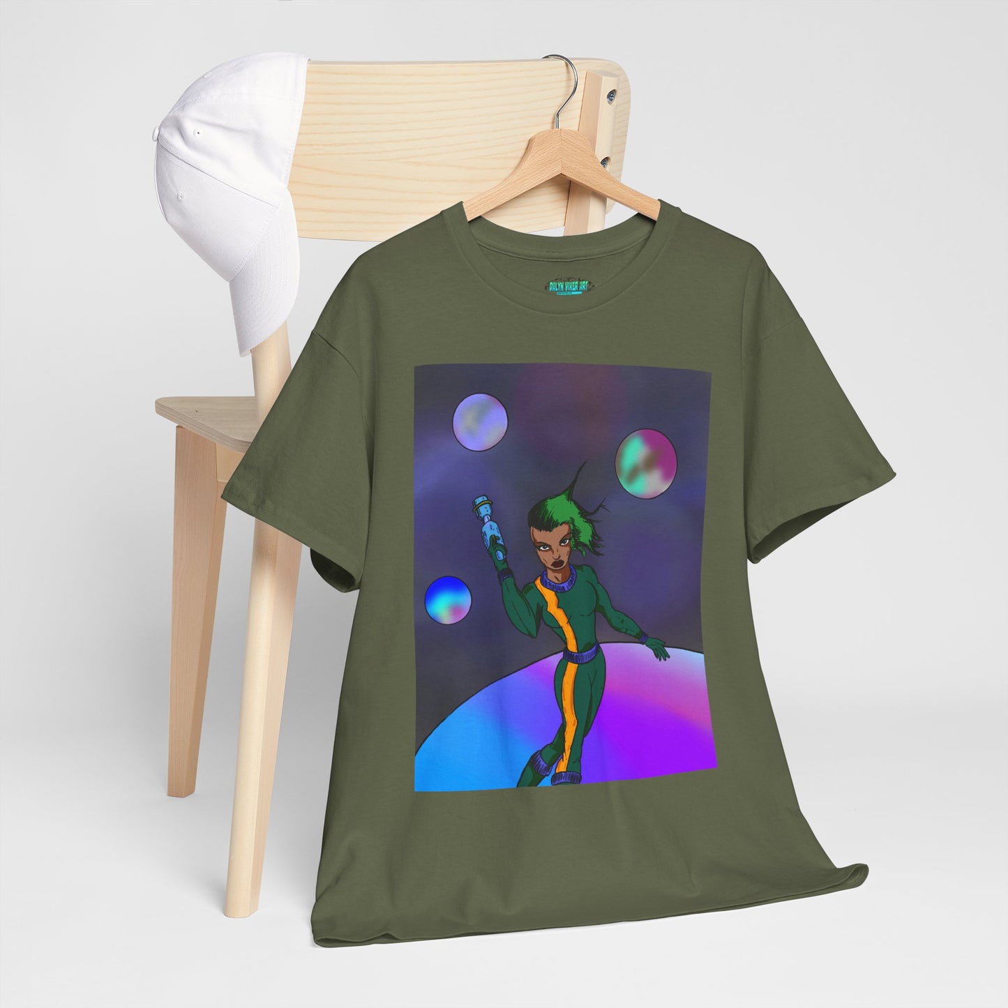 Cosmic Hero Vibe Tee - Unisex Heavy Cotton Tee, Space Art Shirt, Retro Sci-Fi T-Shirt, Gift for Space Lovers, Unique Graphic Tee