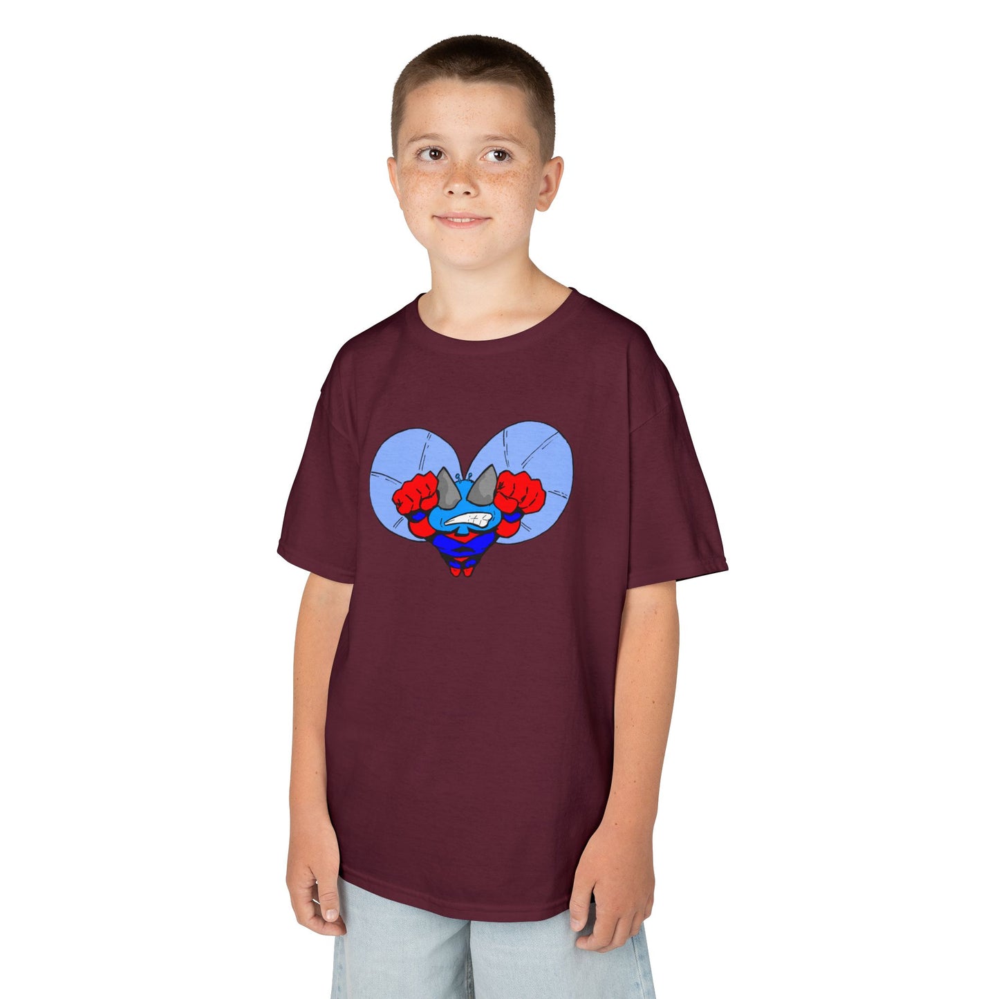 Astro-Fly Kids Superhero T‑Shirt — Cute Blue Hero Design