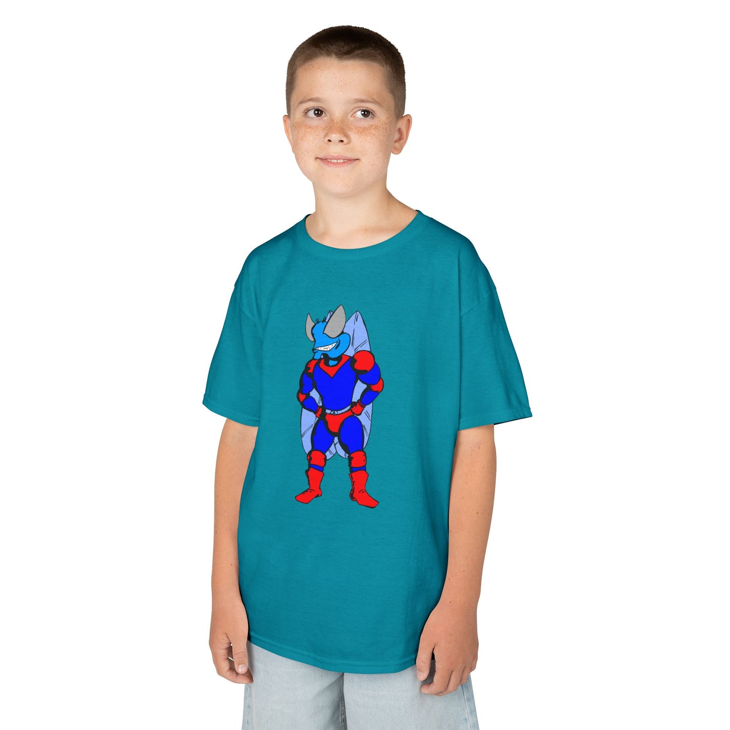 Astro-Fly Kids Superhero T-Shirt — Cute Red & Blue Winged Hero Tee for Boys & Girls