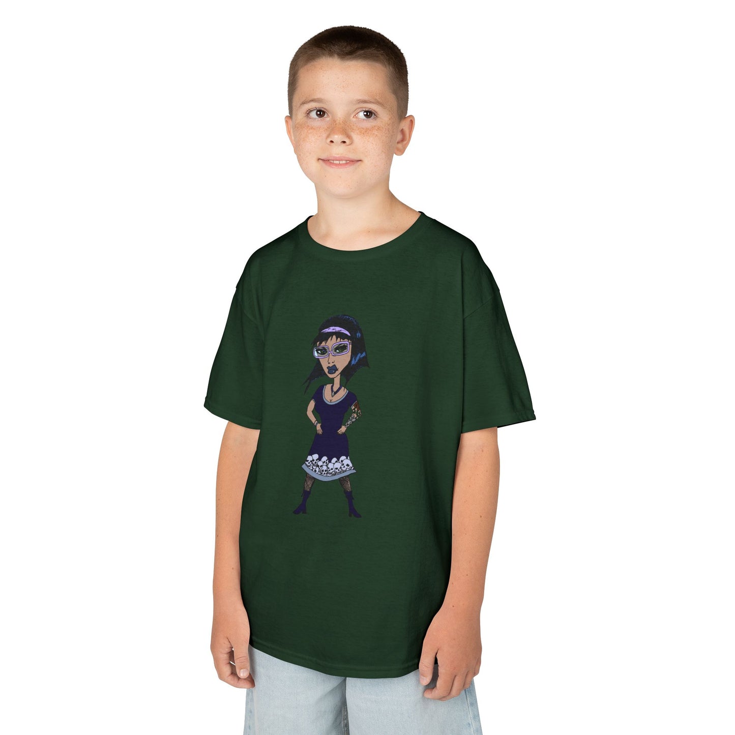 Kids Tee — Vintage Gothic Girl Cartoon Graphic Tee for Children