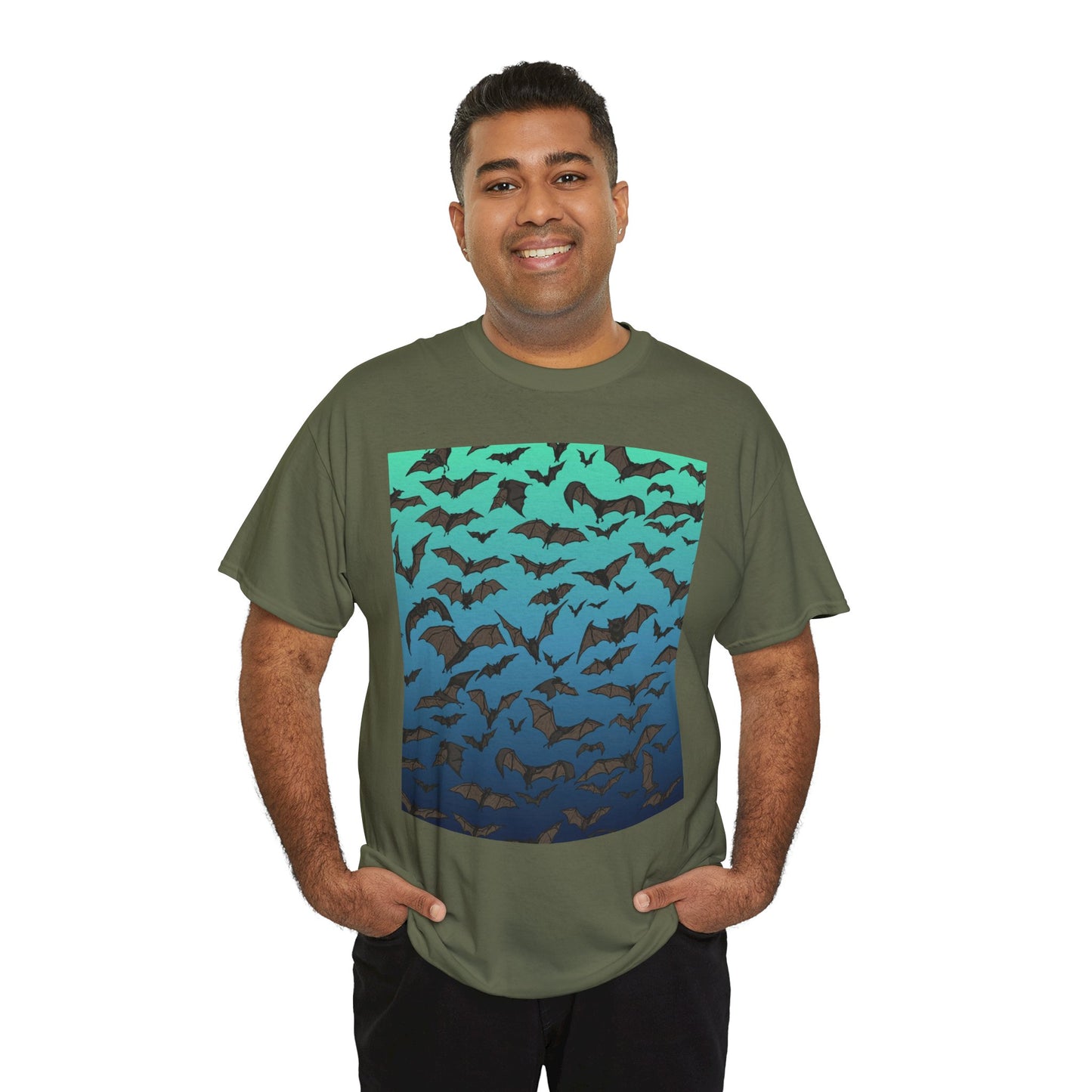 Bat Swarm Graphic Tee — Gradient Night Flight T-Shirt