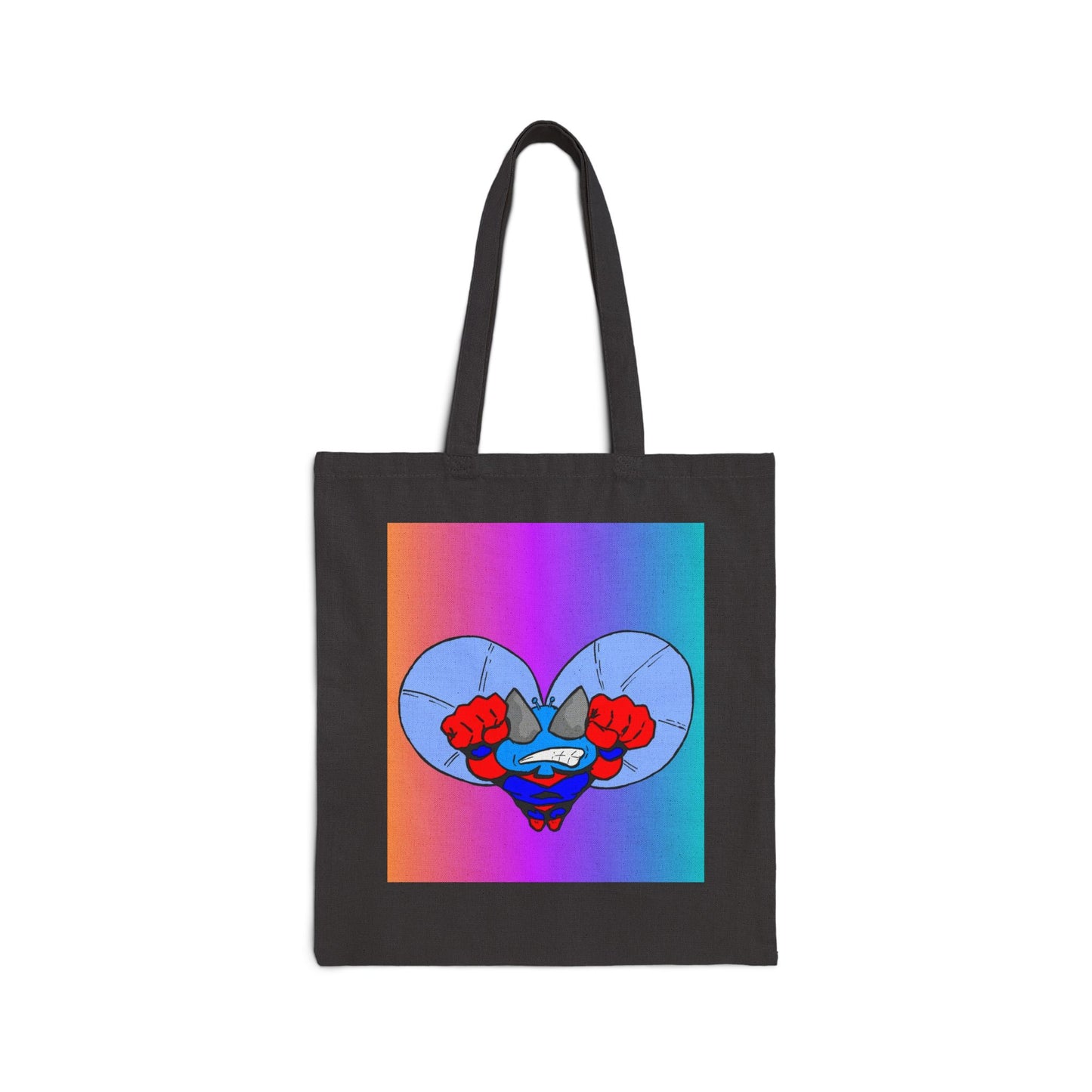 Astro-Fly Canvas Tote Bag — Colorful Superhero Flying Fist Pop Art Design