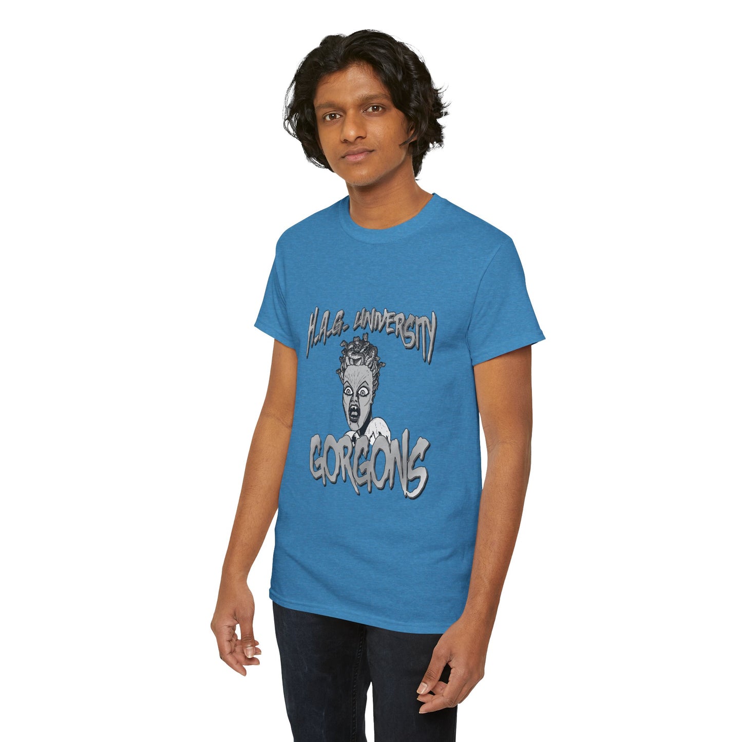Graphic Tee with Gorgon Mascot - Greek Mythology University Unisex Shirt