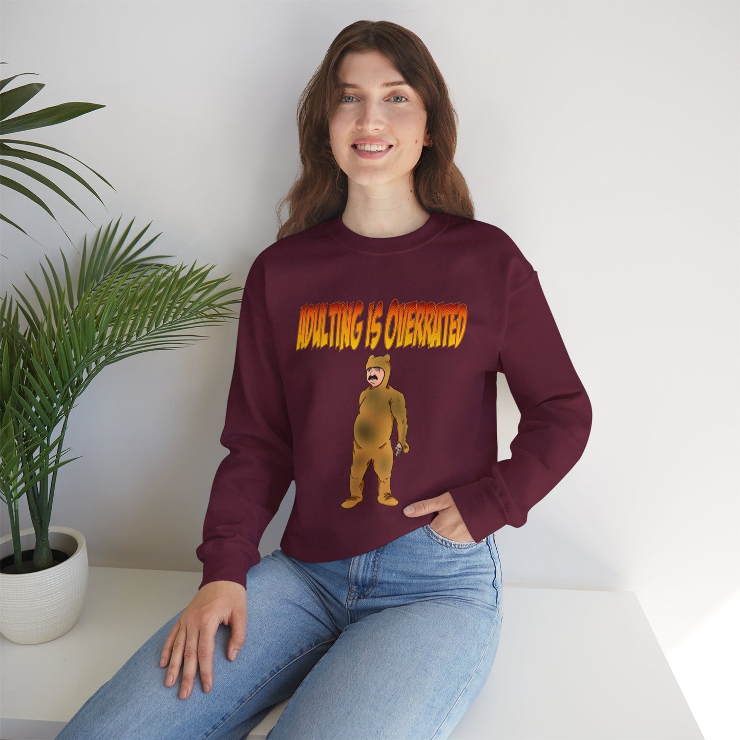 Cozy Humor Sweatshirt - 'Adulting is Overrated'