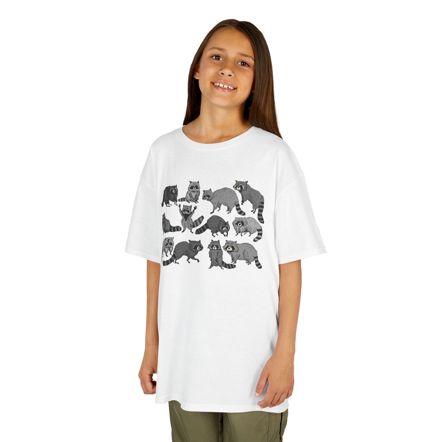Cute Raccoons Pattern Kids Tee, Animal Lover Gift, Funny Raccoon Shirt, Children's Apparel, Birthday Outfit, Pet Lover Tee