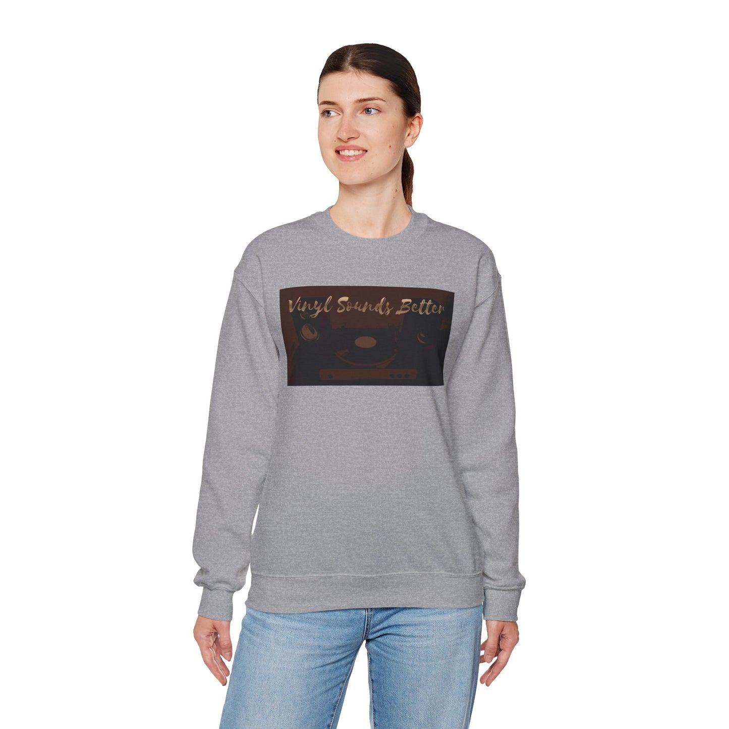 Crewneck Sweatshirt — "Vinyl Sounds Better" Retro Record Graphic