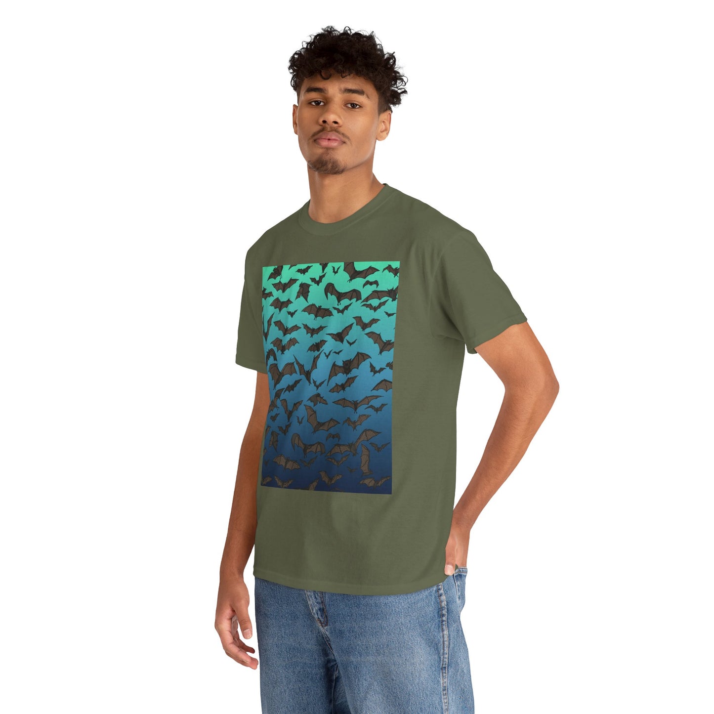 Bat Swarm Graphic Tee — Gradient Night Flight T-Shirt