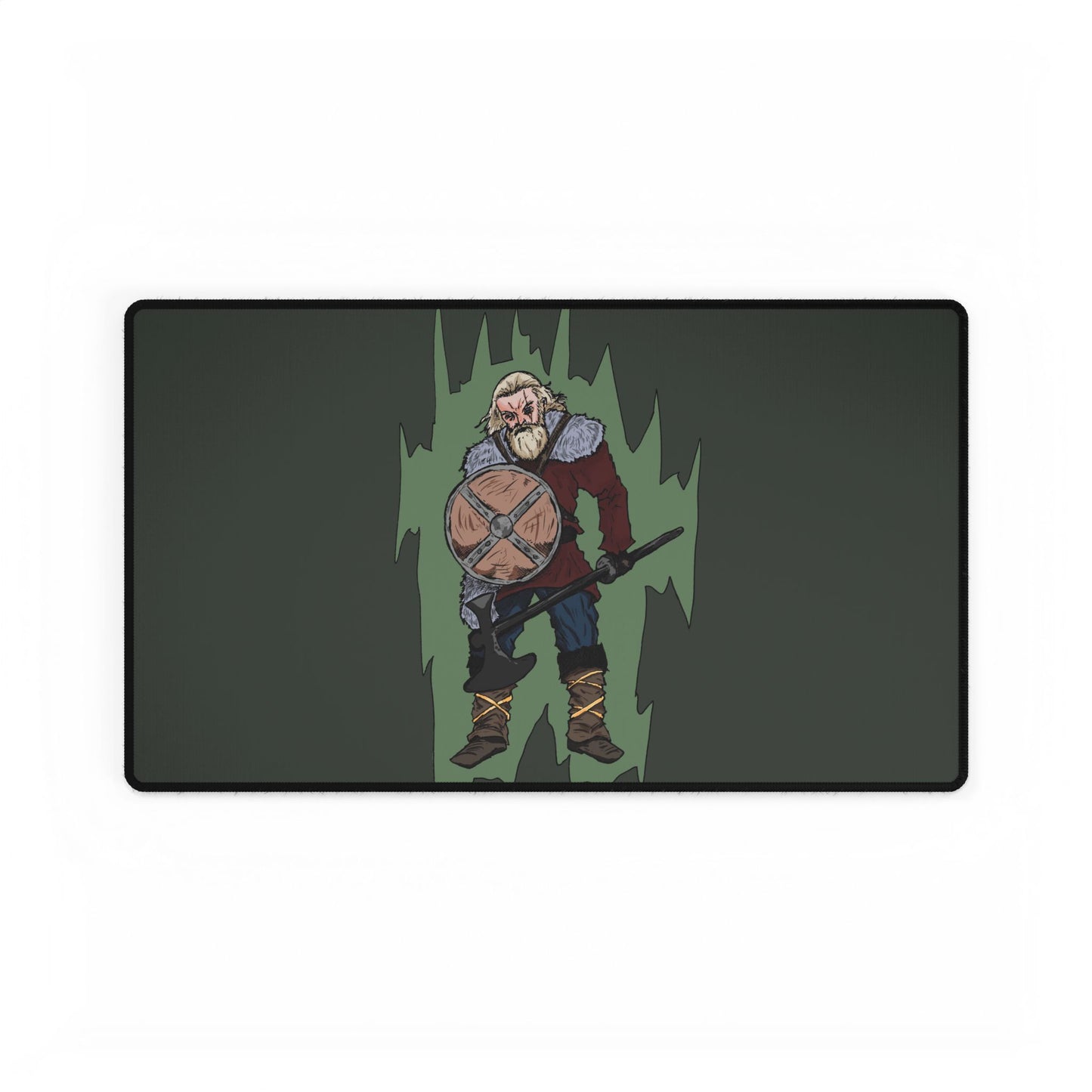 Viking Warrior Desk Mat — Nordic Shield & Axe Gaming Mouse Pad