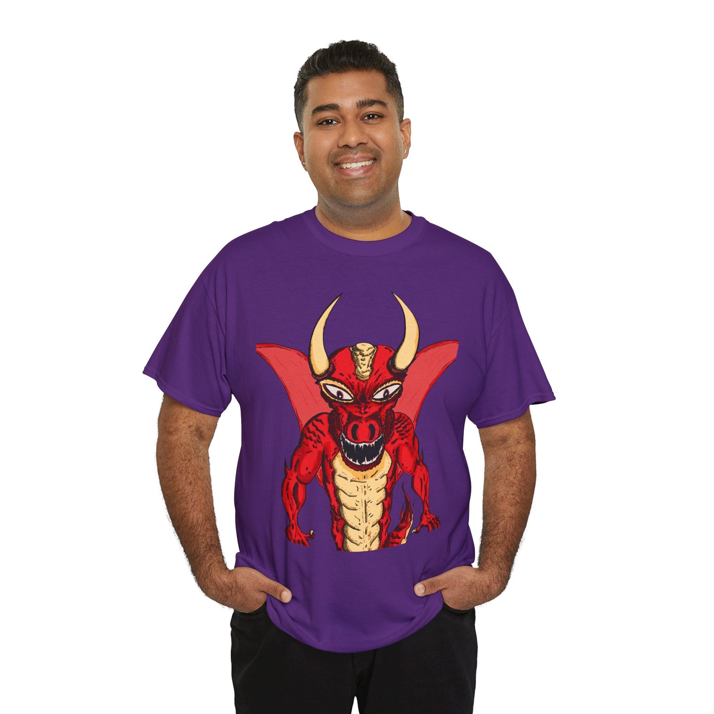Bold Red Dragon Unisex Heavy Cotton Tee | Graphic Shirt for Anime Fans, Party Wear, Casual Outfit, Gift for Him/Her