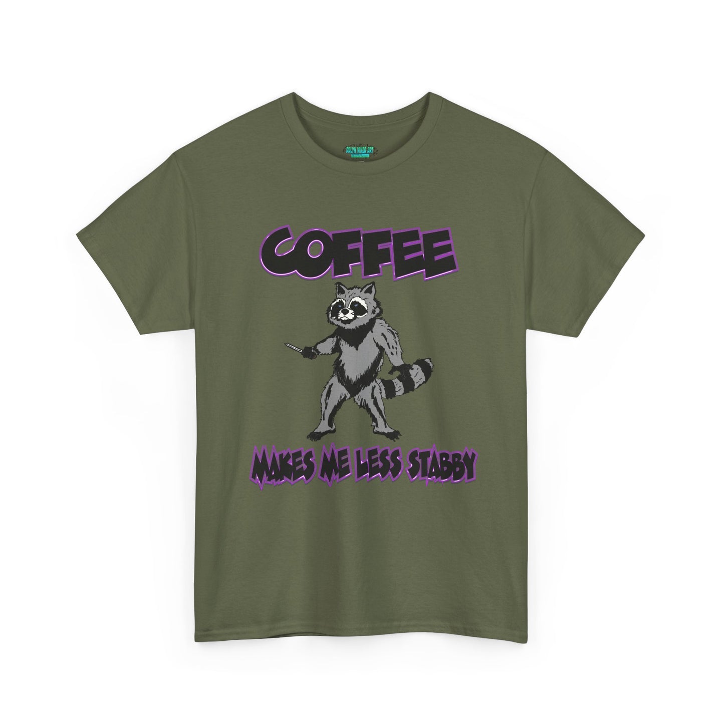 Funny Coffee Raccoon Unisex Heavy Cotton Tee
