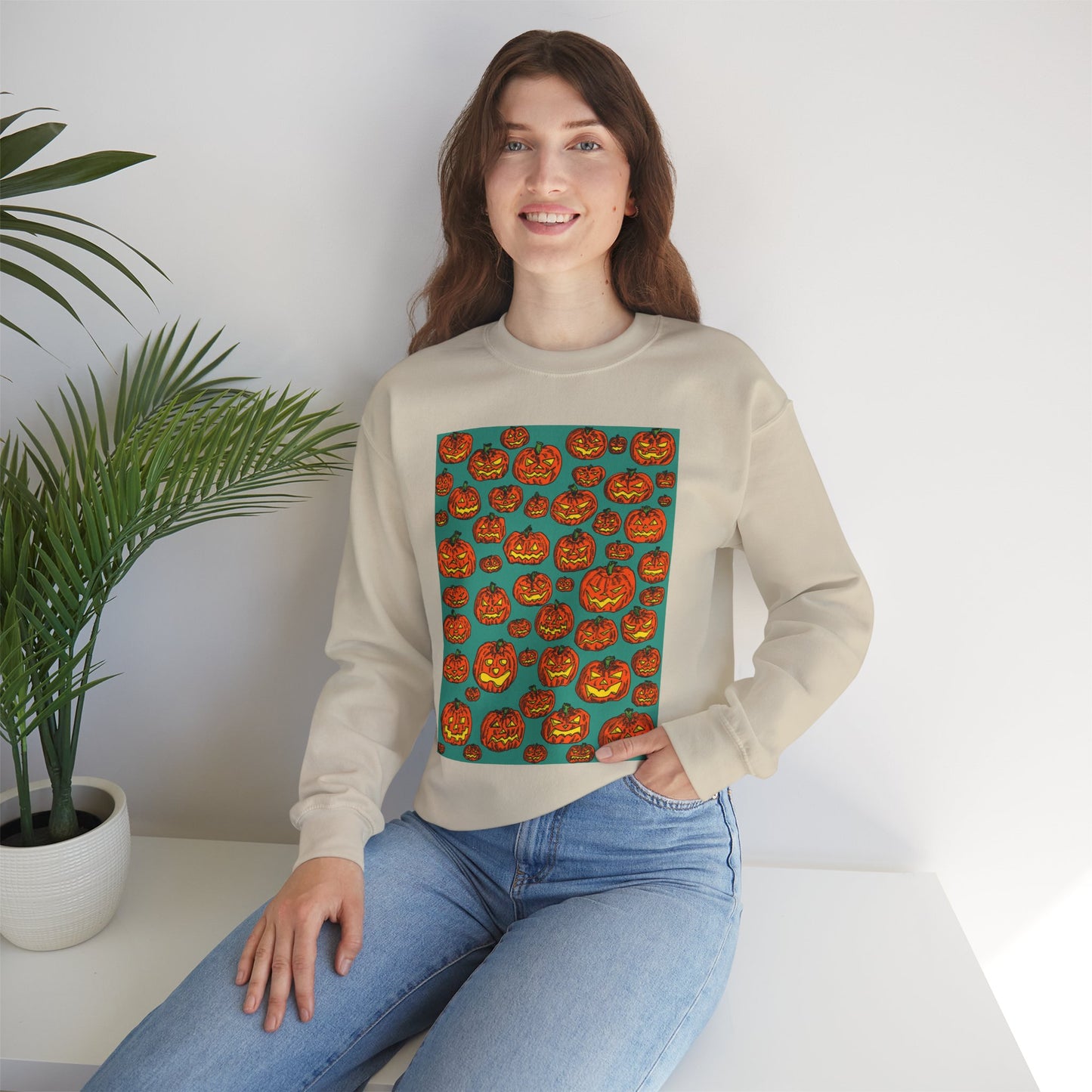 Halloween Pumpkin Crewneck Sweatshirt