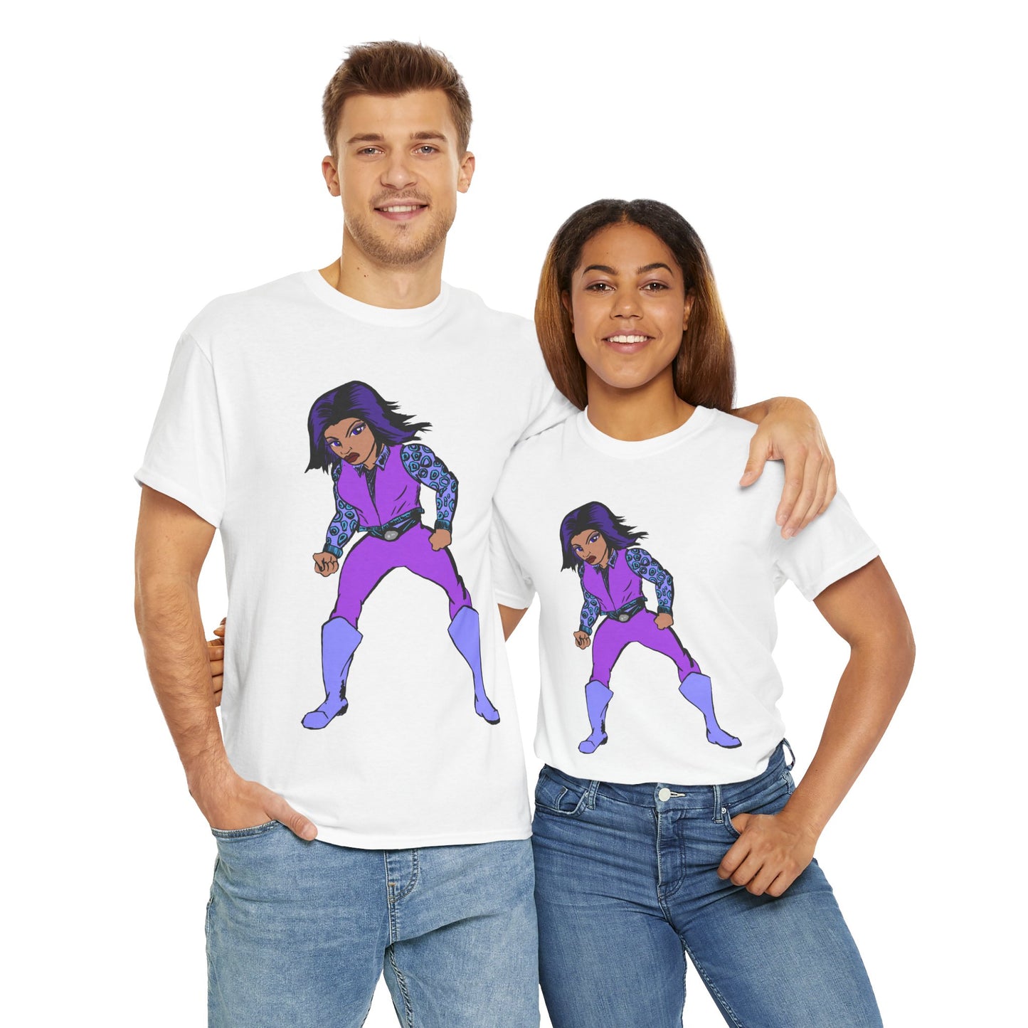 Retro Cartoon Hero Woman Character Unisex Heavy Cotton Tee, Vintage Graphic Tee, Fun T-Shirt, Gift for Fans, Casual Wear, Everyday Tee
