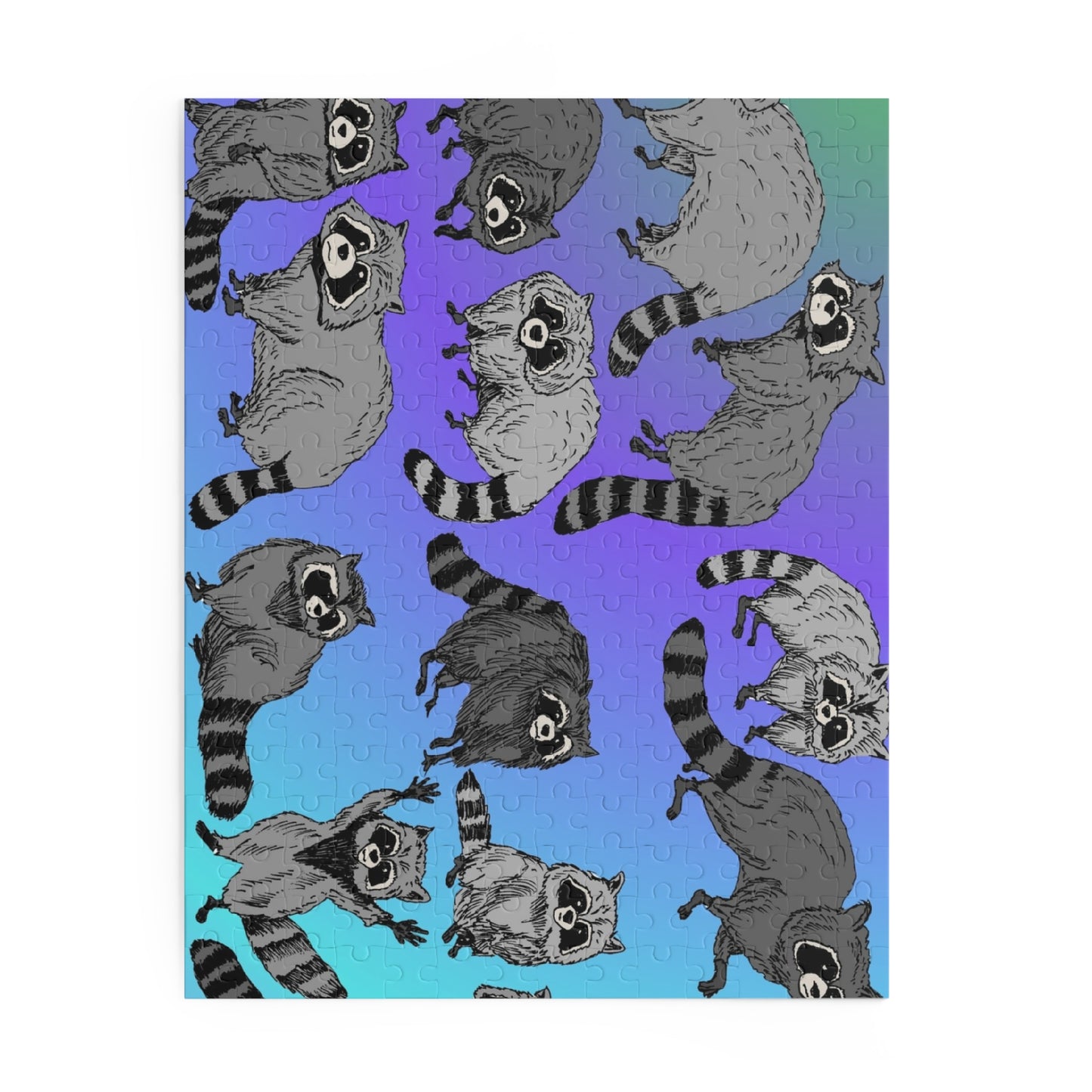 Raccoon Pattern Puzzle — Cute Raccoon Jigsaw (120/252/500 Piece)