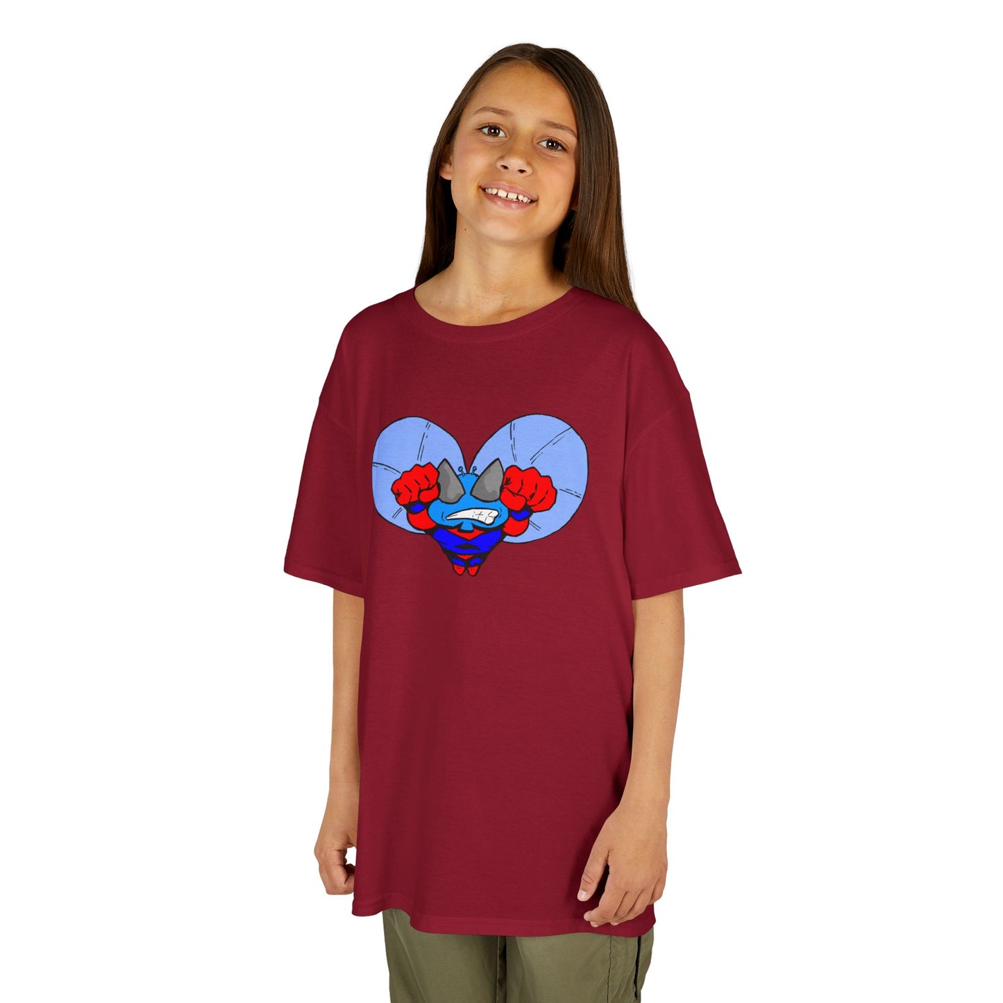 Astro-Fly Kids Superhero T‑Shirt — Cute Blue Hero Design