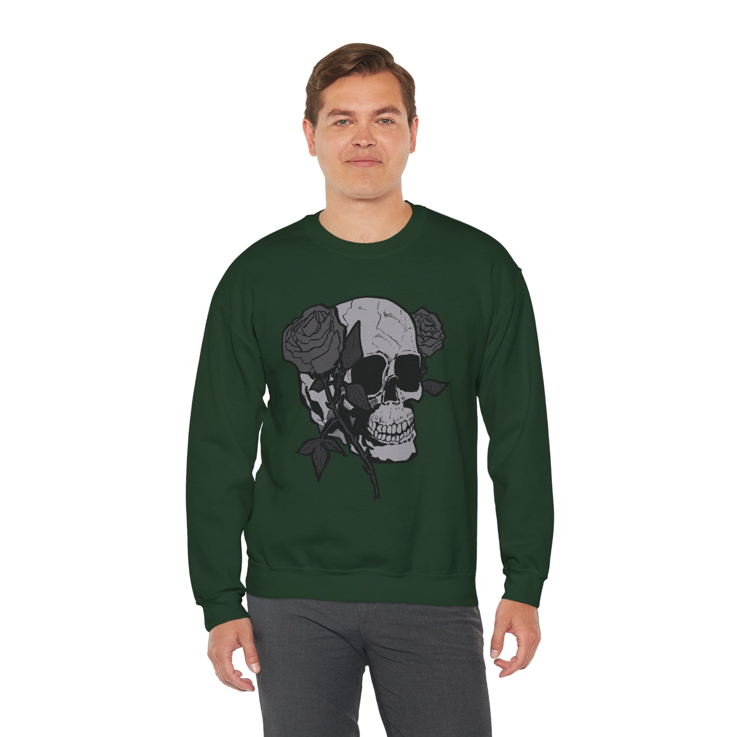 Skull and Roses Crewneck Sweatshirt - Unisex Heavy Blend™