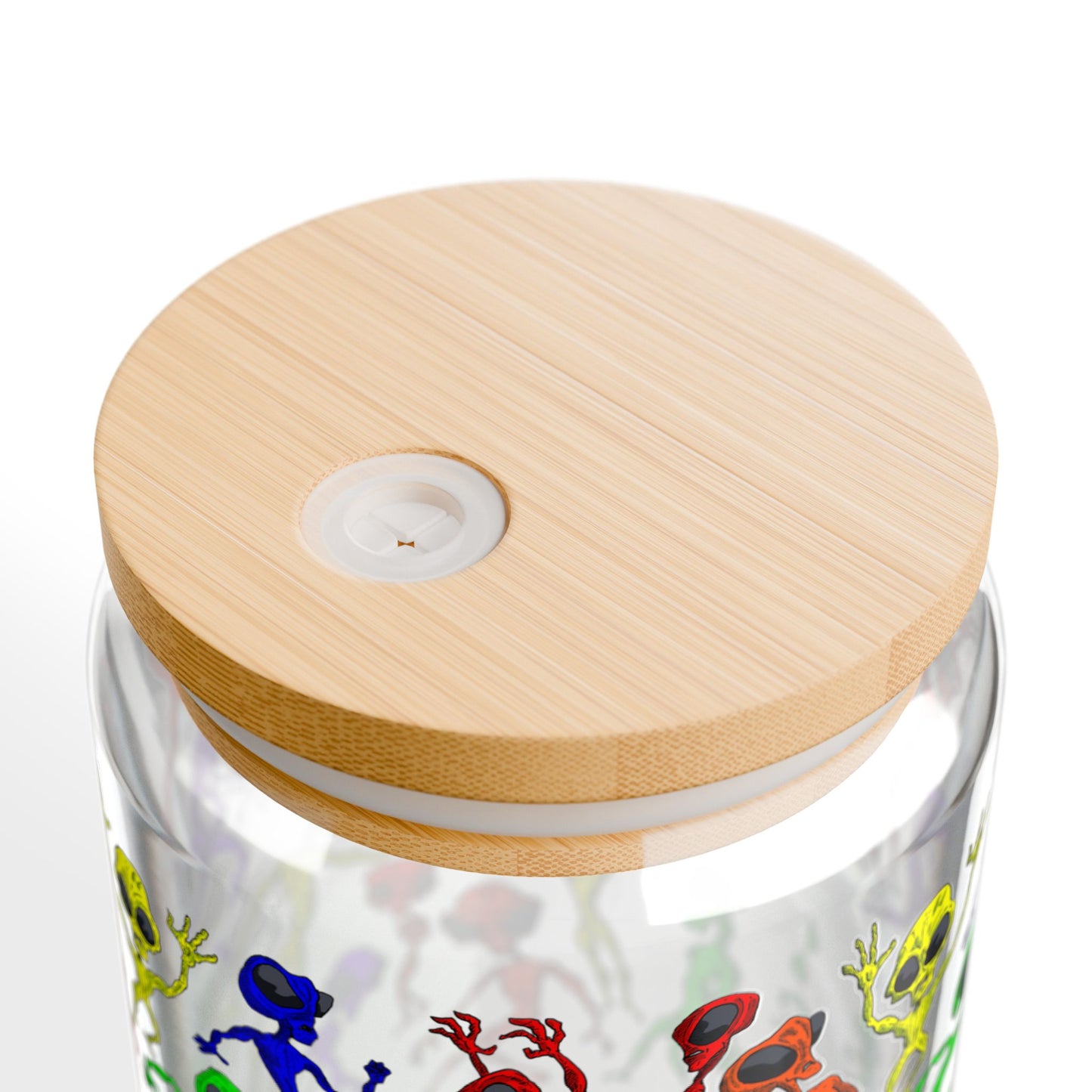 Alien Dance Party Colorful Sipper Glass, 16oz Alien Design, Unique Drinkware, Fun Party Cup, Eco-Friendly Beverage Container, Perfect for Gifts