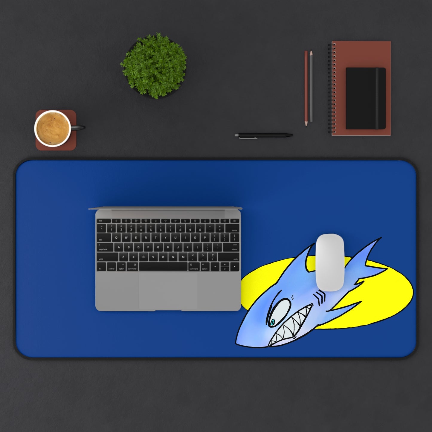 Reef Shark Desk Mat - Fun Office Decor for Shark Lovers, Gaming, Study, Gift for Kids and Adults, Coastal Vibe, Nautical Theme