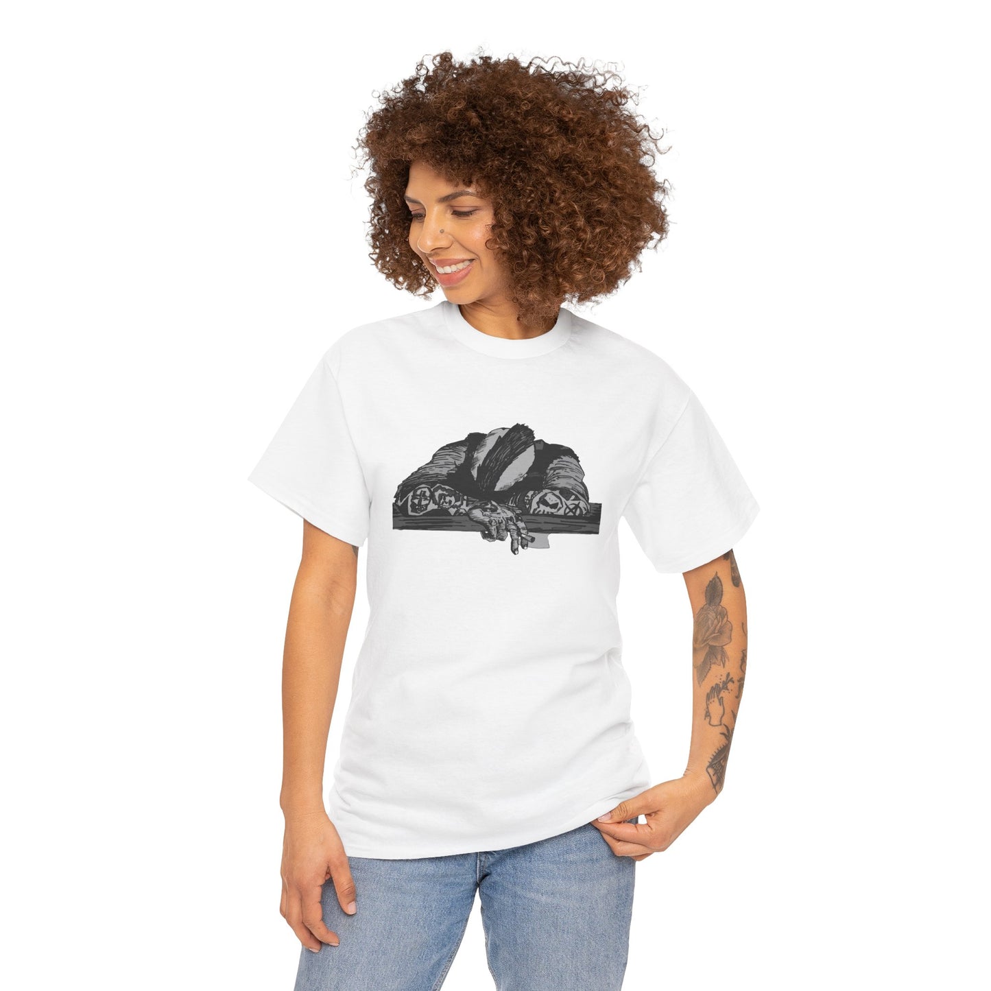 Punk and Done(grayscale) - Graphic Unisex Heavy Cotton Tee - Independent Illustration for Everyday Wear