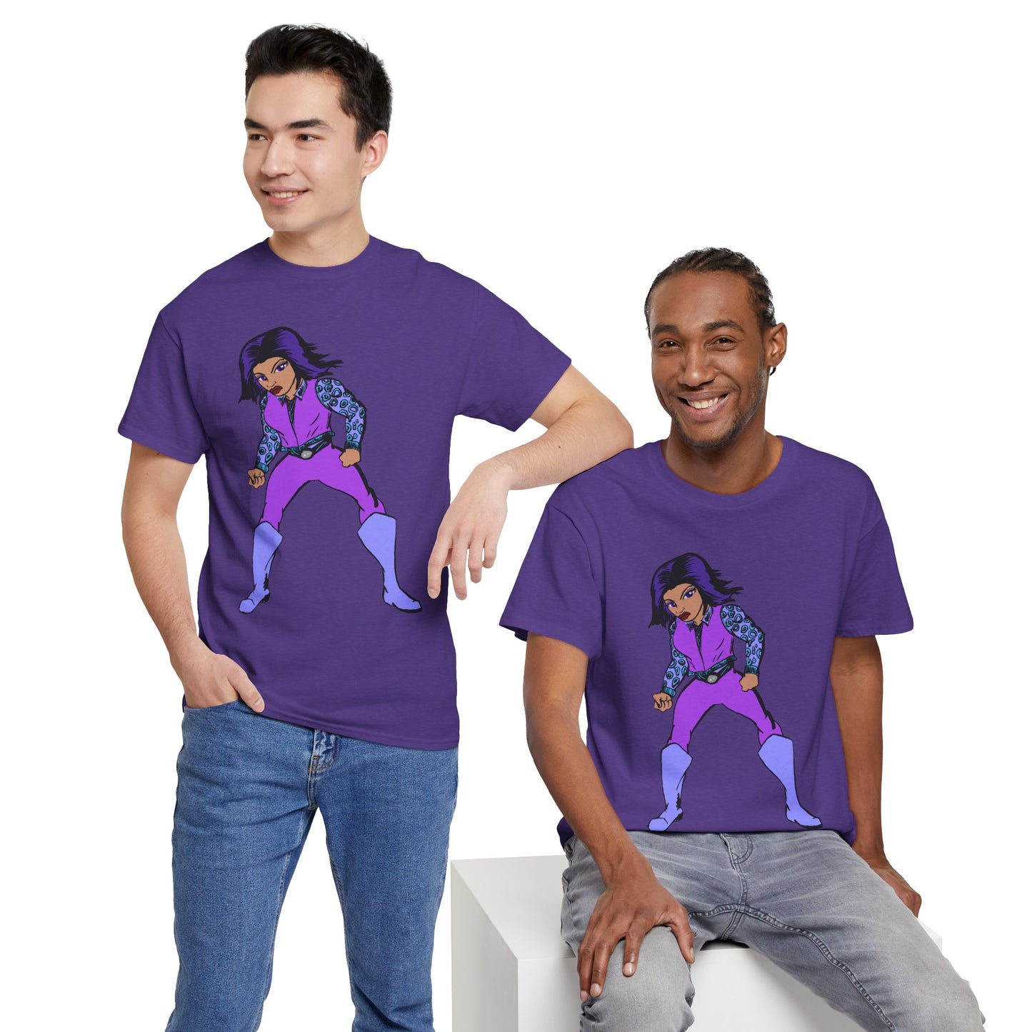 Retro Cartoon Hero Woman Character Unisex Heavy Cotton Tee, Vintage Graphic Tee, Fun T-Shirt, Gift for Fans, Casual Wear, Everyday Tee