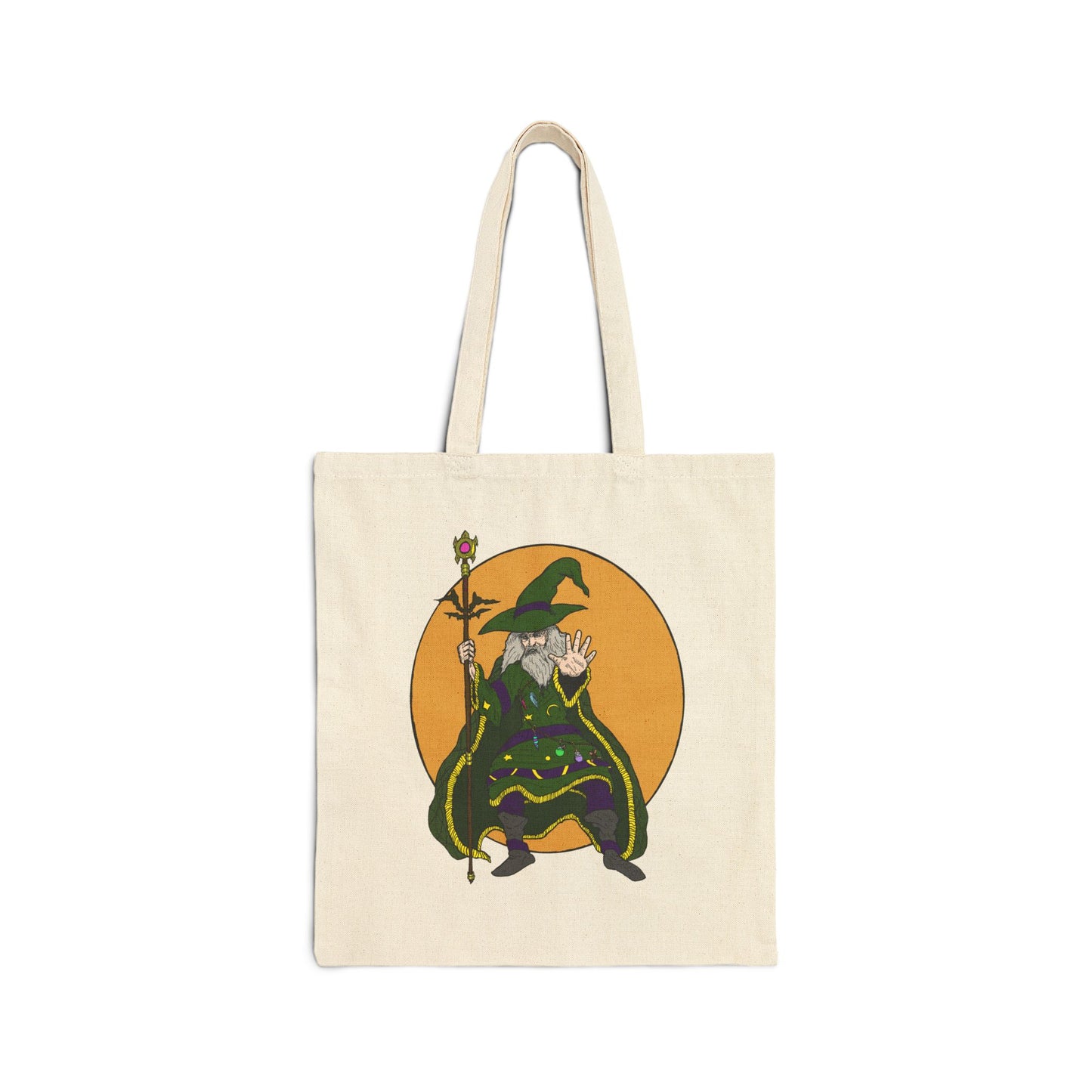 Wizard Holding a Staff, Cotton Canvas Tote Bag