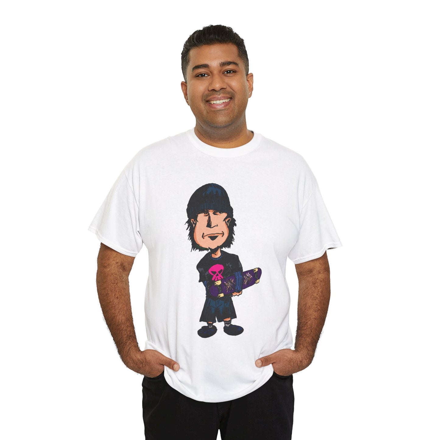 Rude Skater Dude - Skate Punk - Skater Kid Cartoon T‑Shirt — Cute Skateboarder Graphic Tee